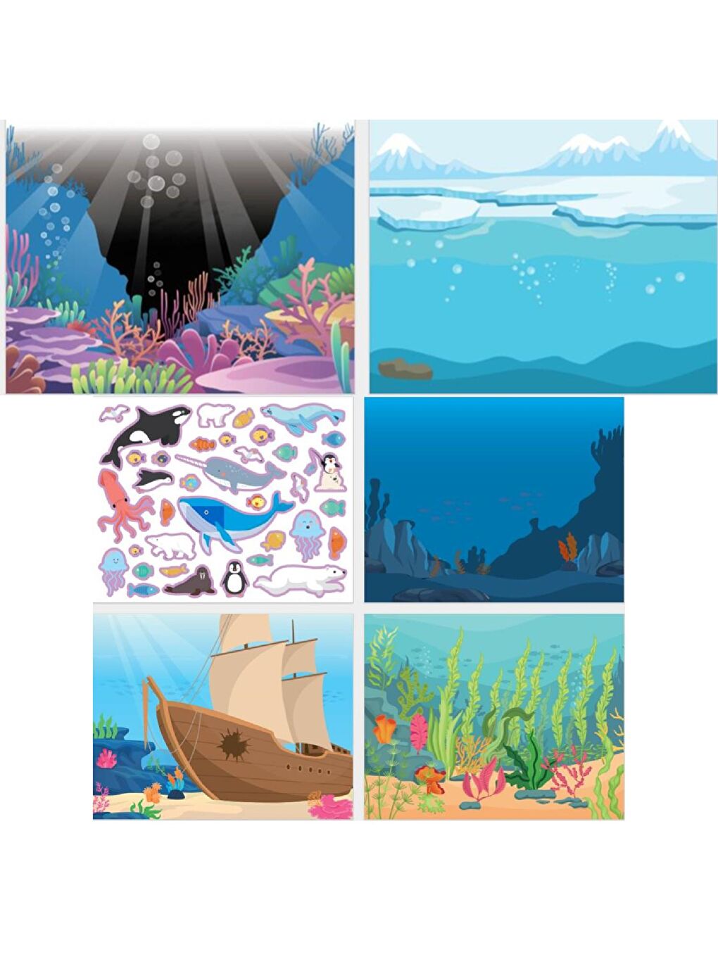 Tekrar Kullanılabilen Sticker Pad Okyanus Canlıları (LS-601)-3
