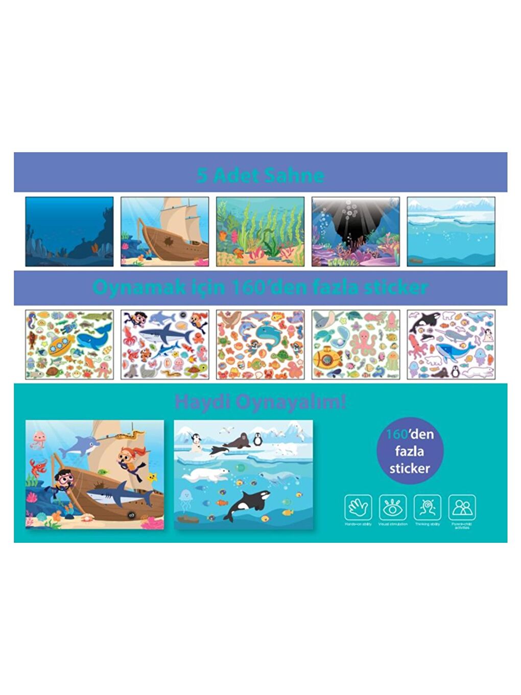 Tekrar Kullanılabilen Sticker Pad Okyanus Canlıları (LS-601)-4