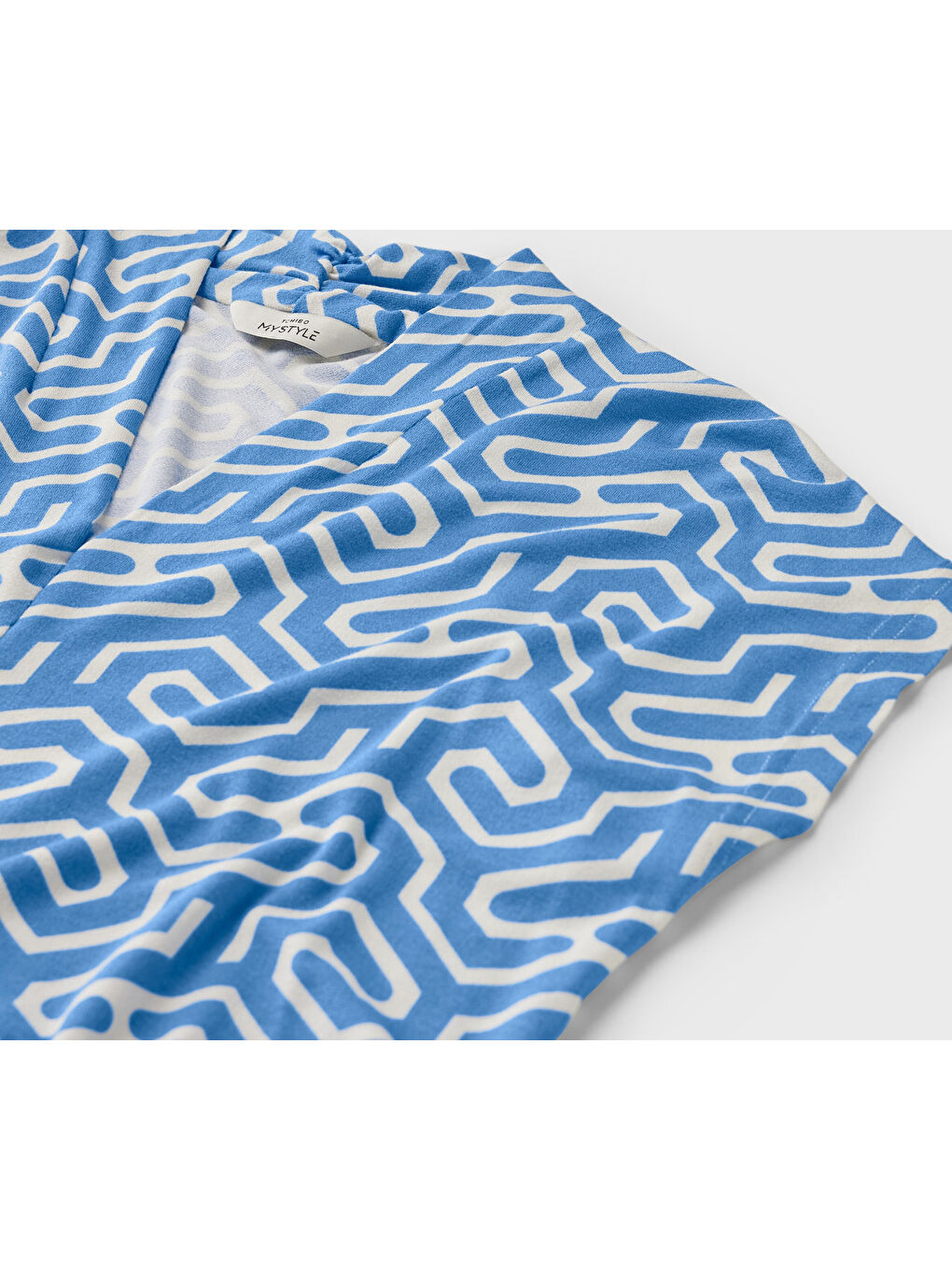 Kadın Bluz, V Yaka, Mavi-4