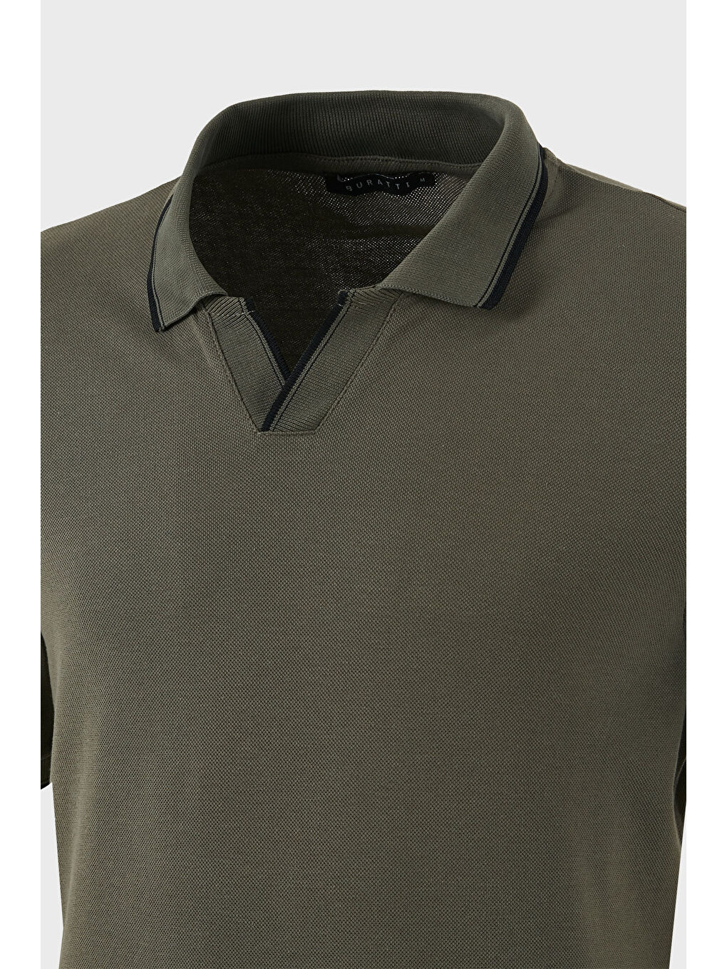 Haki Pamuklu Regular Fit Şerit Detaylı Polo Yaka %100 Pamuk Tişört 5902964-2