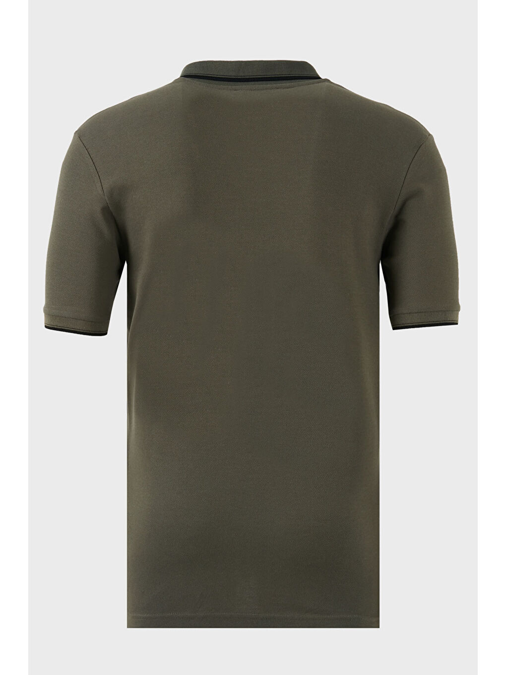 Haki Pamuklu Regular Fit Şerit Detaylı Polo Yaka %100 Pamuk Tişört 5902964-3