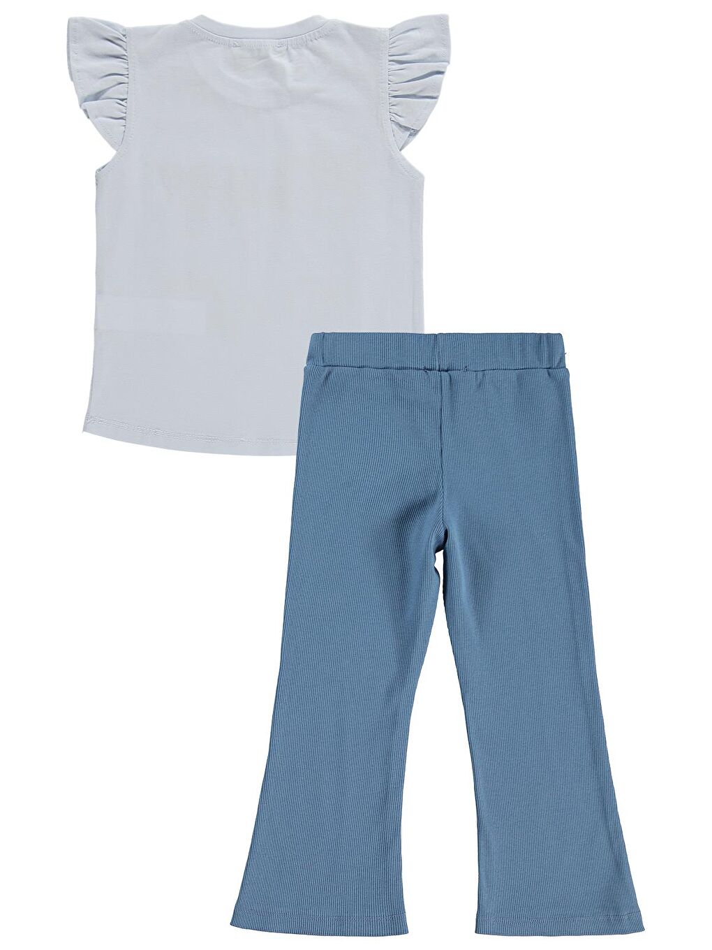 Girls Smile Baskılı 2-5 Yaş Takım - Açık Mavi-Koyu İndigo-1