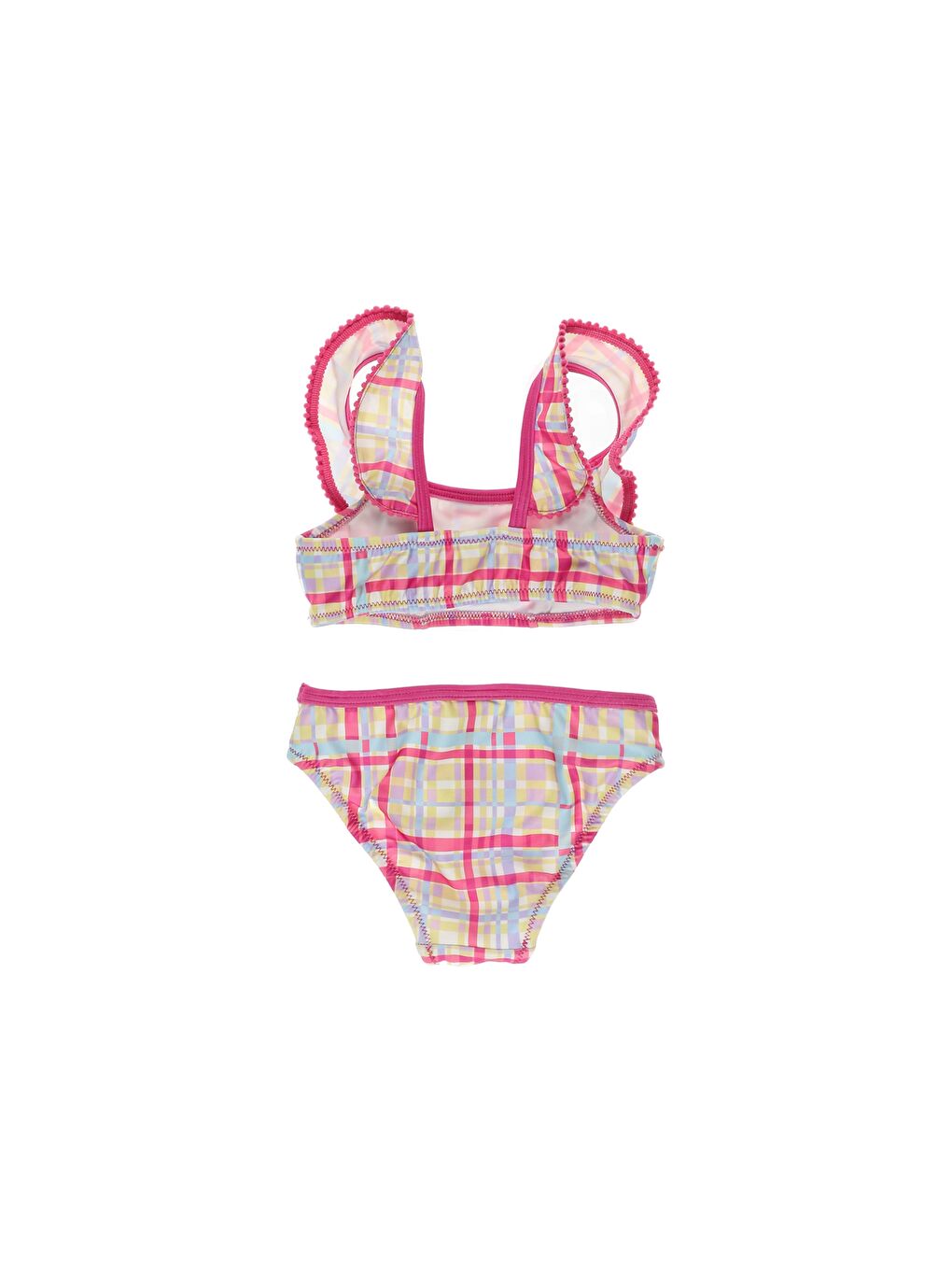 Kırmızı Kız Bebek Fırfırlı Çok Renkli Bikini Takım-1