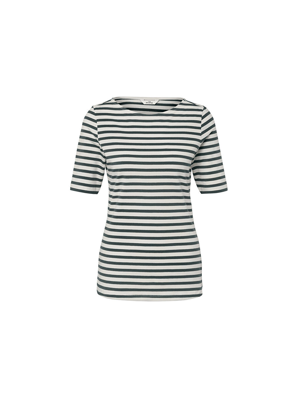 Kadın Tişört, Yarım Kollu, Yeşil Çizgili-3