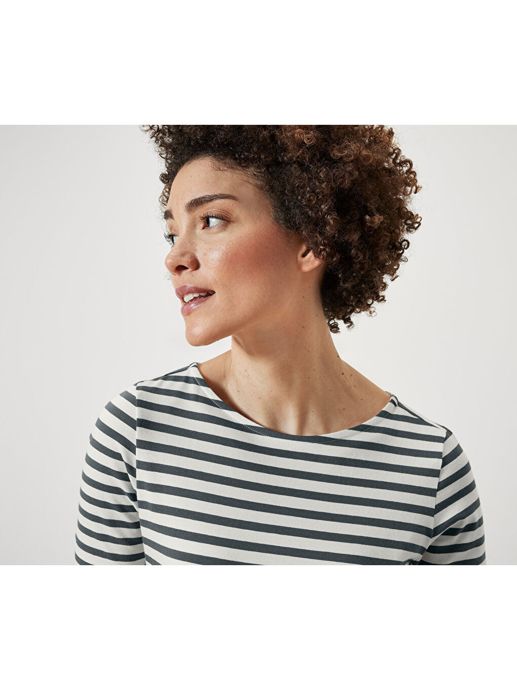 Kadın Tişört, Yarım Kollu, Yeşil Çizgili-4