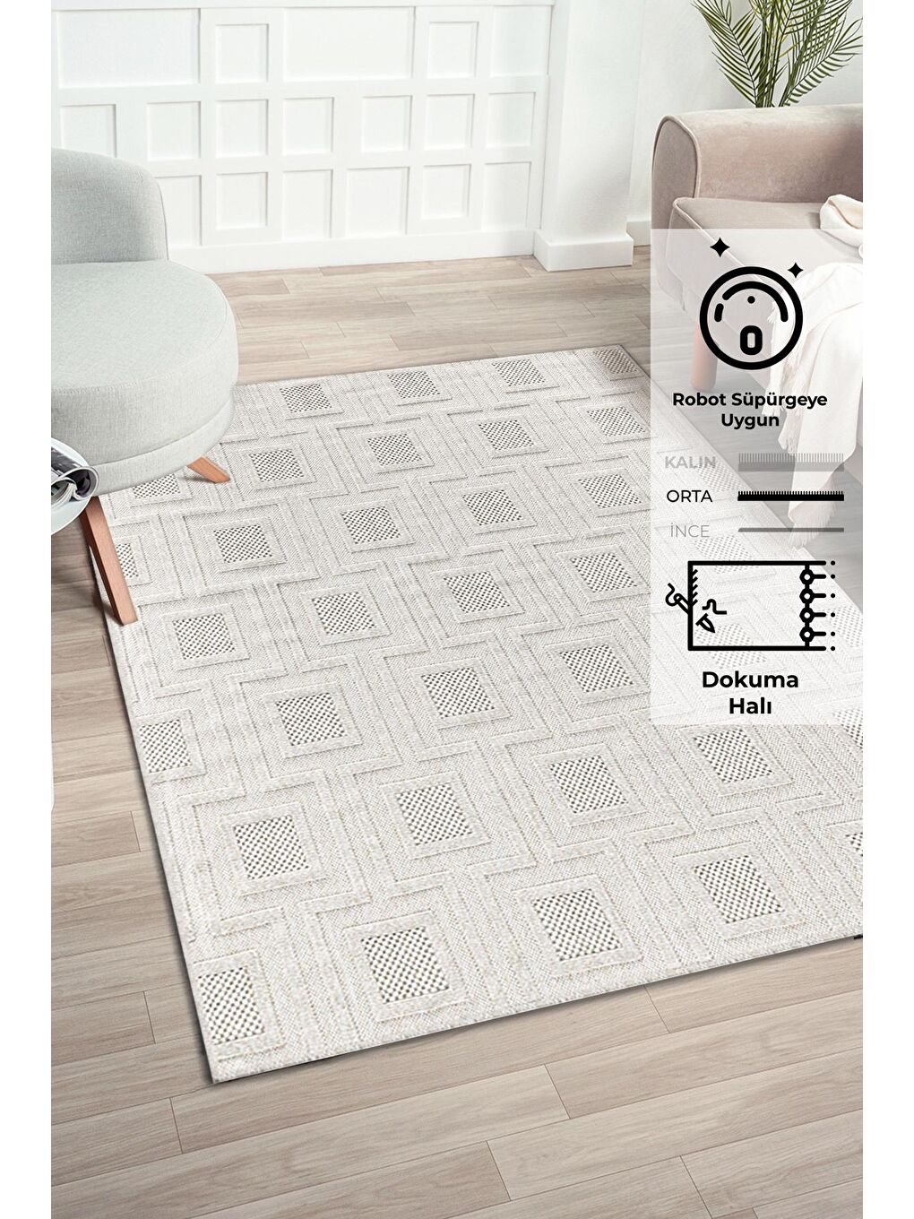 Konfor Halı Krem Vlora 4768 Jüt Hasır Buke Örme Kilim-80x150