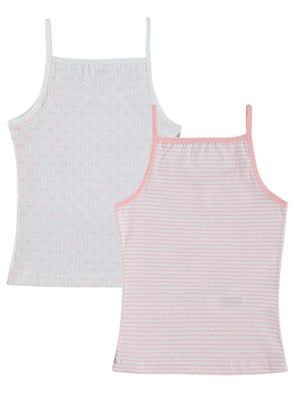 Beyaz Girls Fiyonk Aksesuarlı Kurdele 2-10 Yaş Kız Çocuk 2'li Atlet - Standart-1