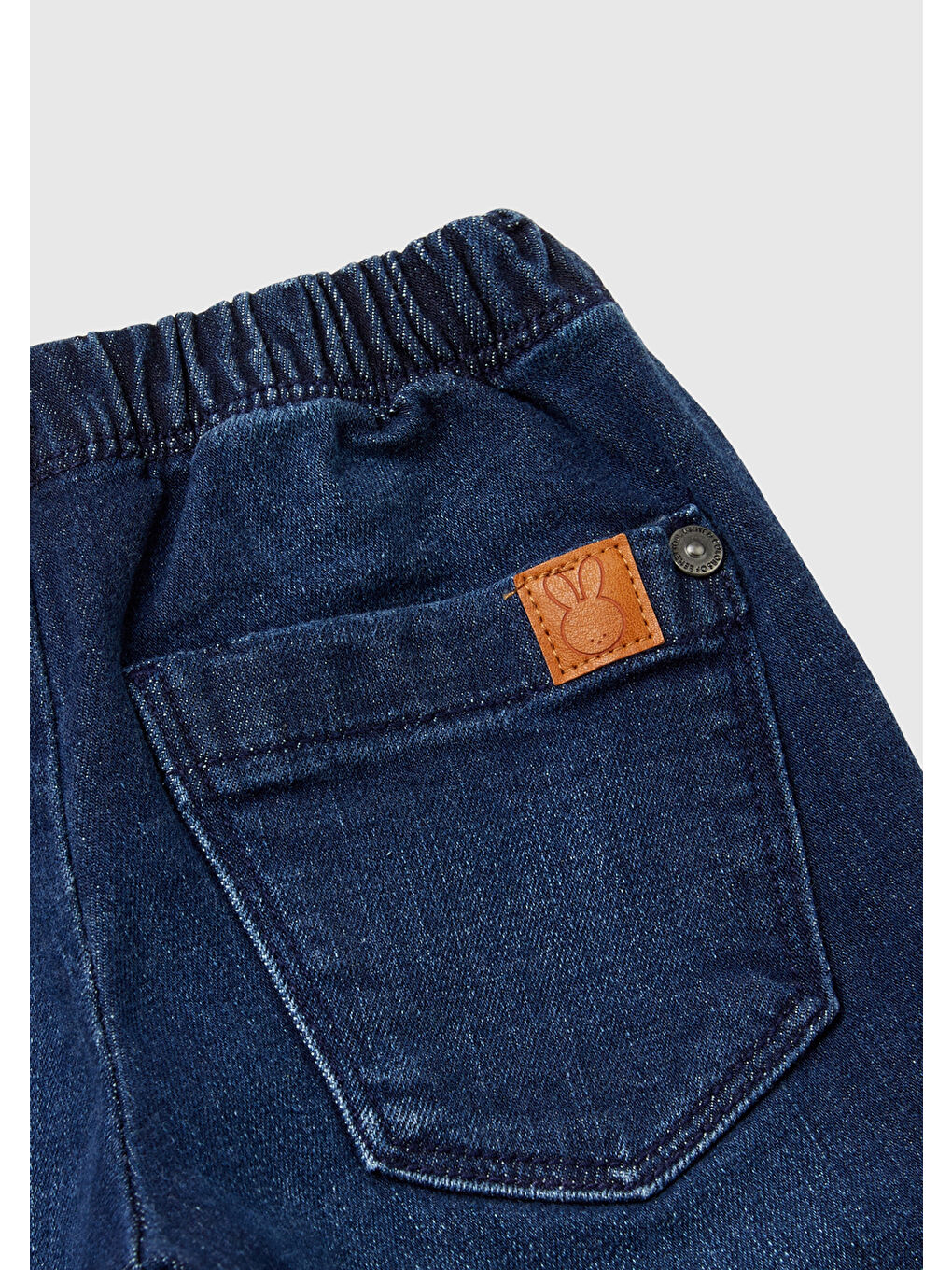 Mavi Bebek  Arka Cebi Logo Etiketli Elastik Belli Büzgülü Denim Pantolon-2