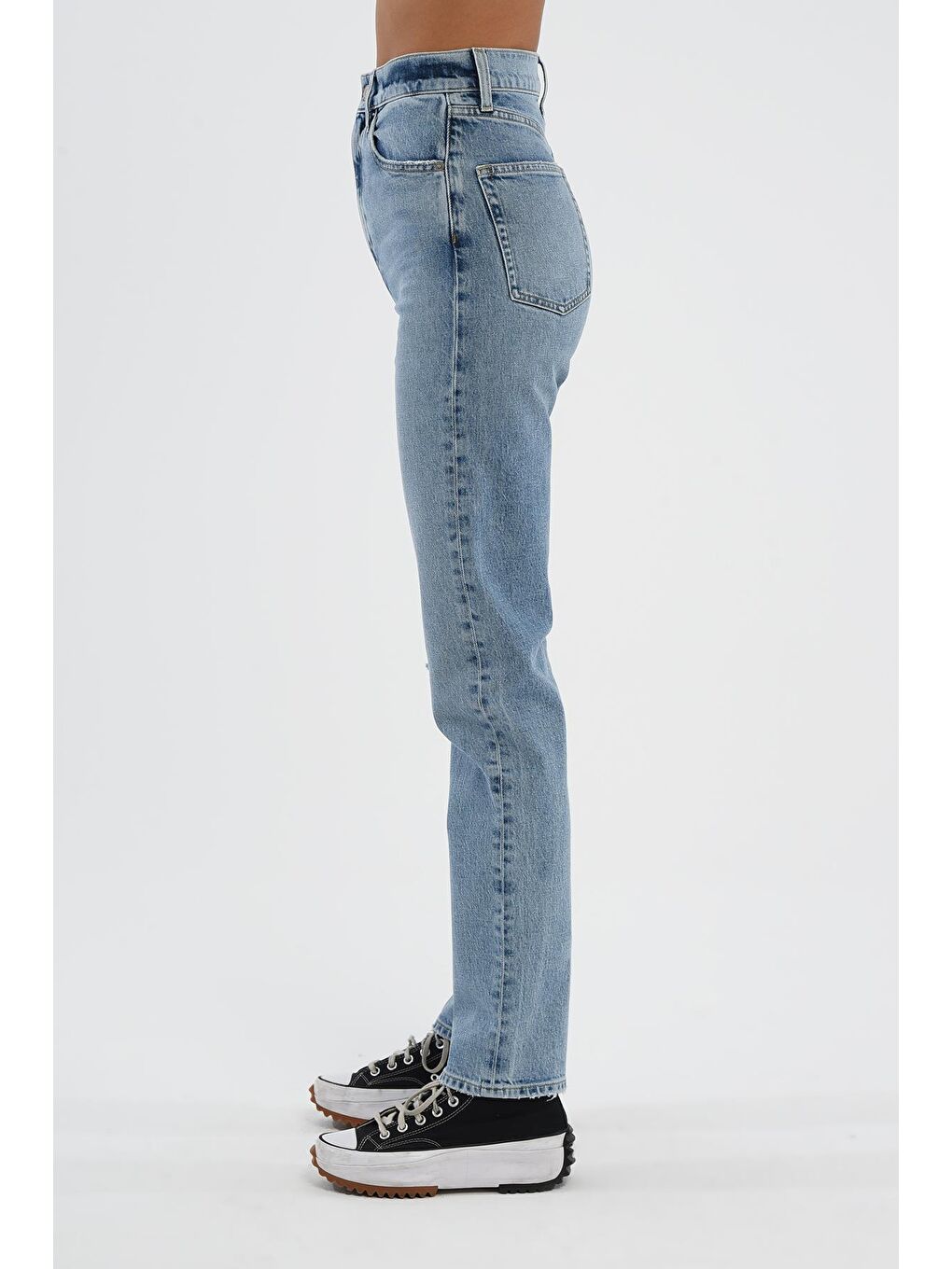 CROSS JEANS Açık Mavi Yüksek Bel Slim Straight Fit Dizi Yıpratmalı Fermuarlı Jean Pantolon C 4694-005 - 2