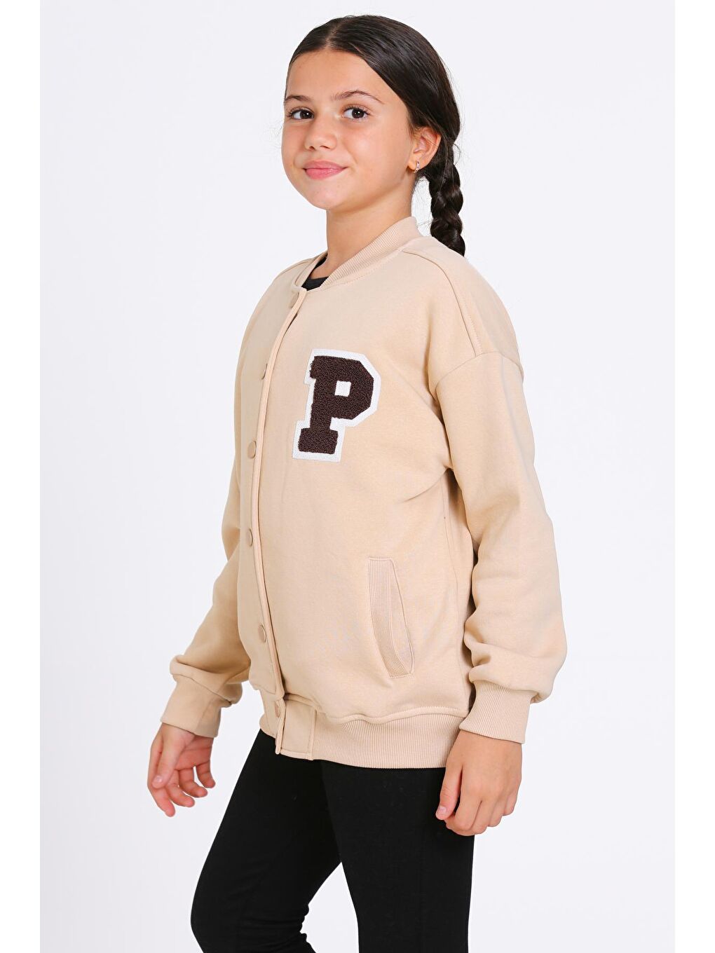 Kız Çocuk Bej Vernichten Nakışlı Kolej Ceket-2