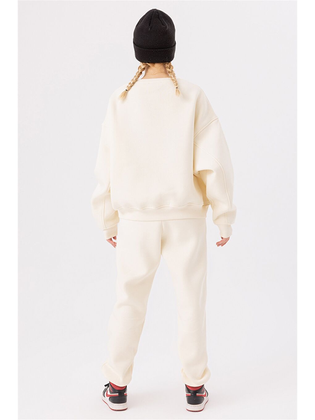 Ekru Kadın Jogger Krem Eşofman Altı-3