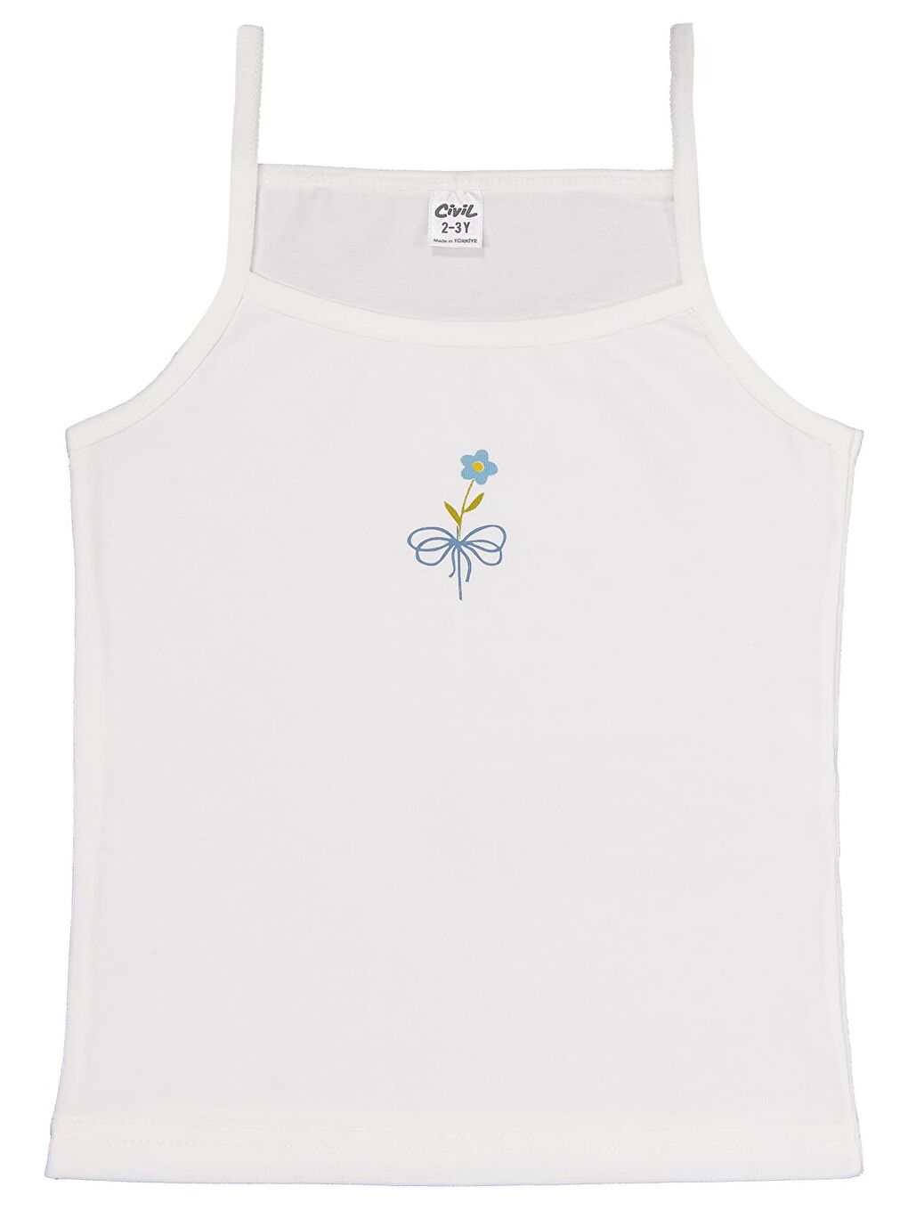 Beyaz Girls Flower 2-10 Yaş Kız Çocuk 2'li Atlet - Standart-3