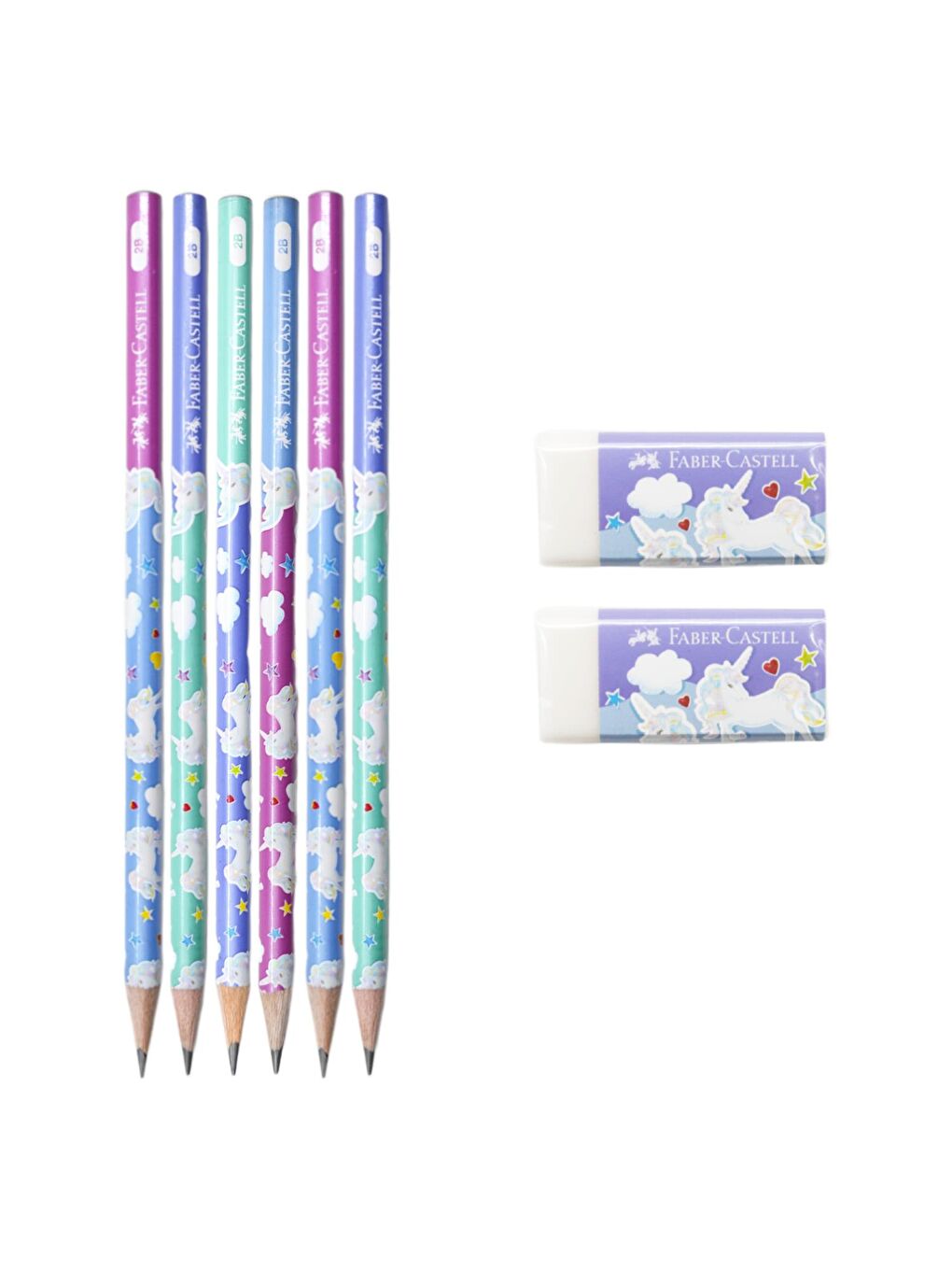 2B Yuvarlak Kurşun Kalem 6 Adet ve 2 Adet Silgi