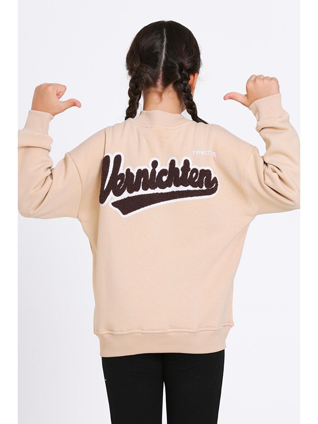 Kız Çocuk Bej Vernichten Nakışlı Kolej Ceket-4