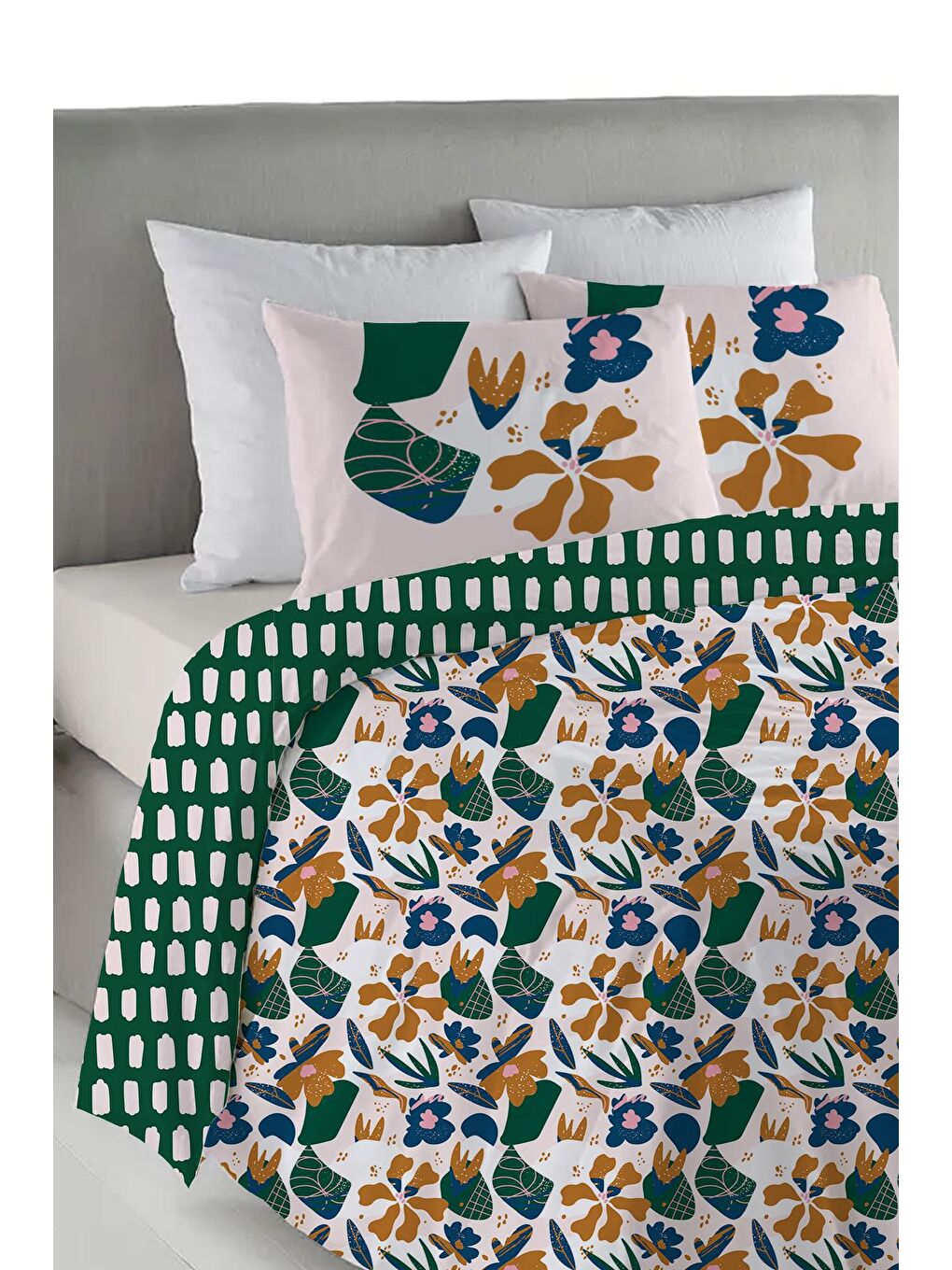 Karışık Baskılı,Desenli Çift Kişilik Nevresim Takımı (ÇARŞAFSIZ) 200x220 cm-1