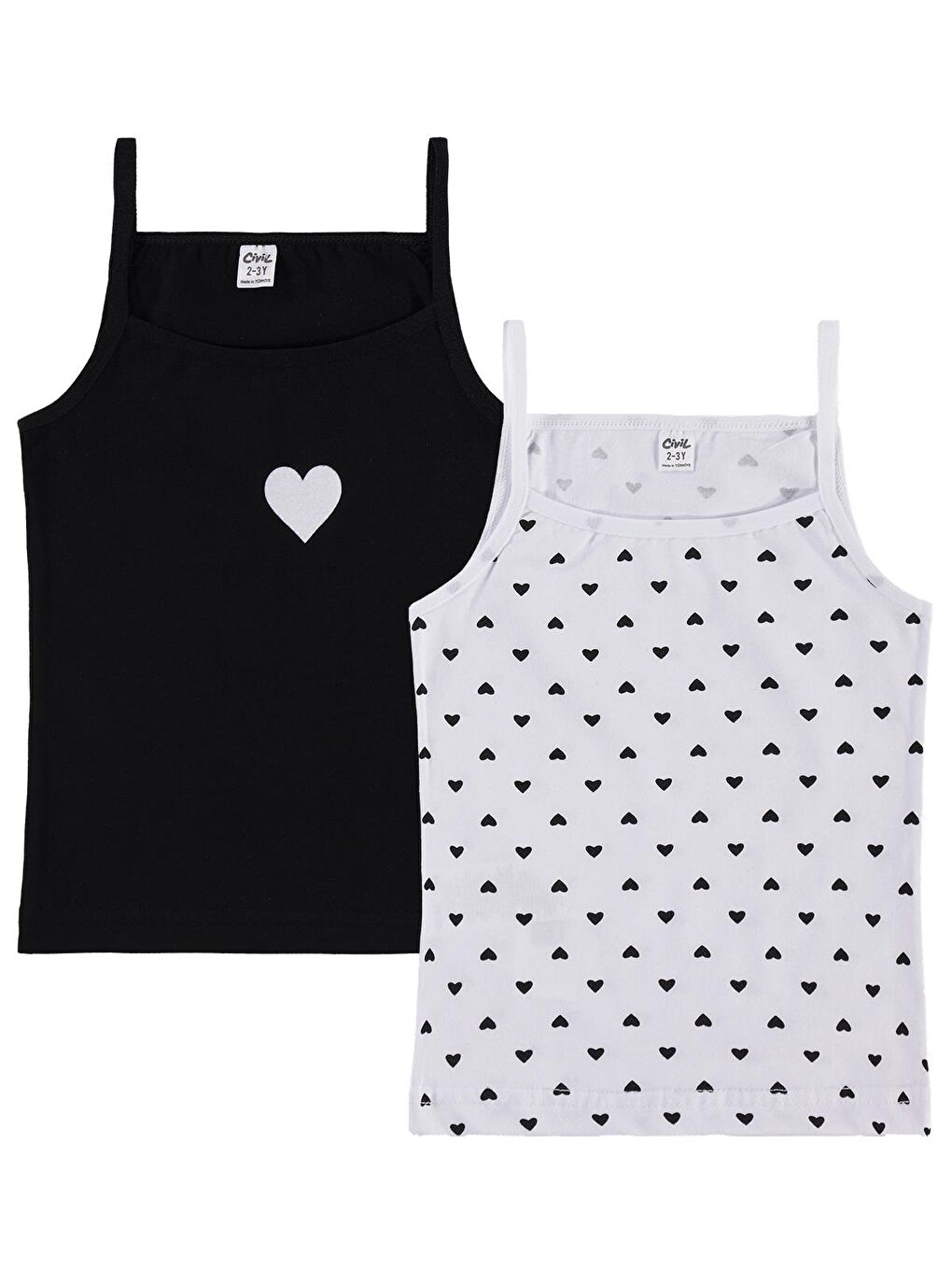 Beyaz Girls Kız Çocuk Kalp 2-10 Yaş 2'li Atlet - Standart