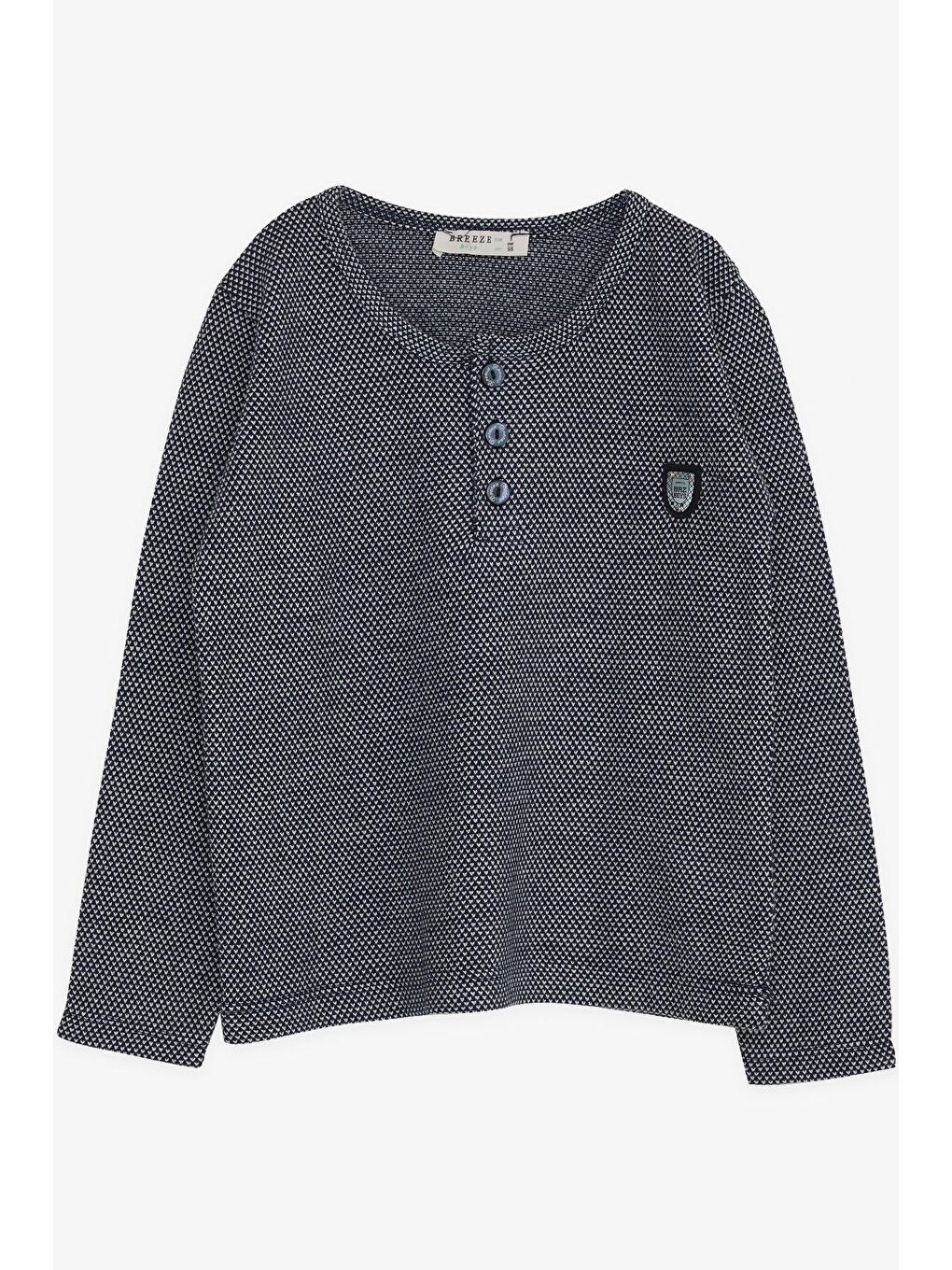 Erkek Bebek Uzun Kollu Tişört Desenli Armalı Lacivert (9 Ay-2 Yaş)