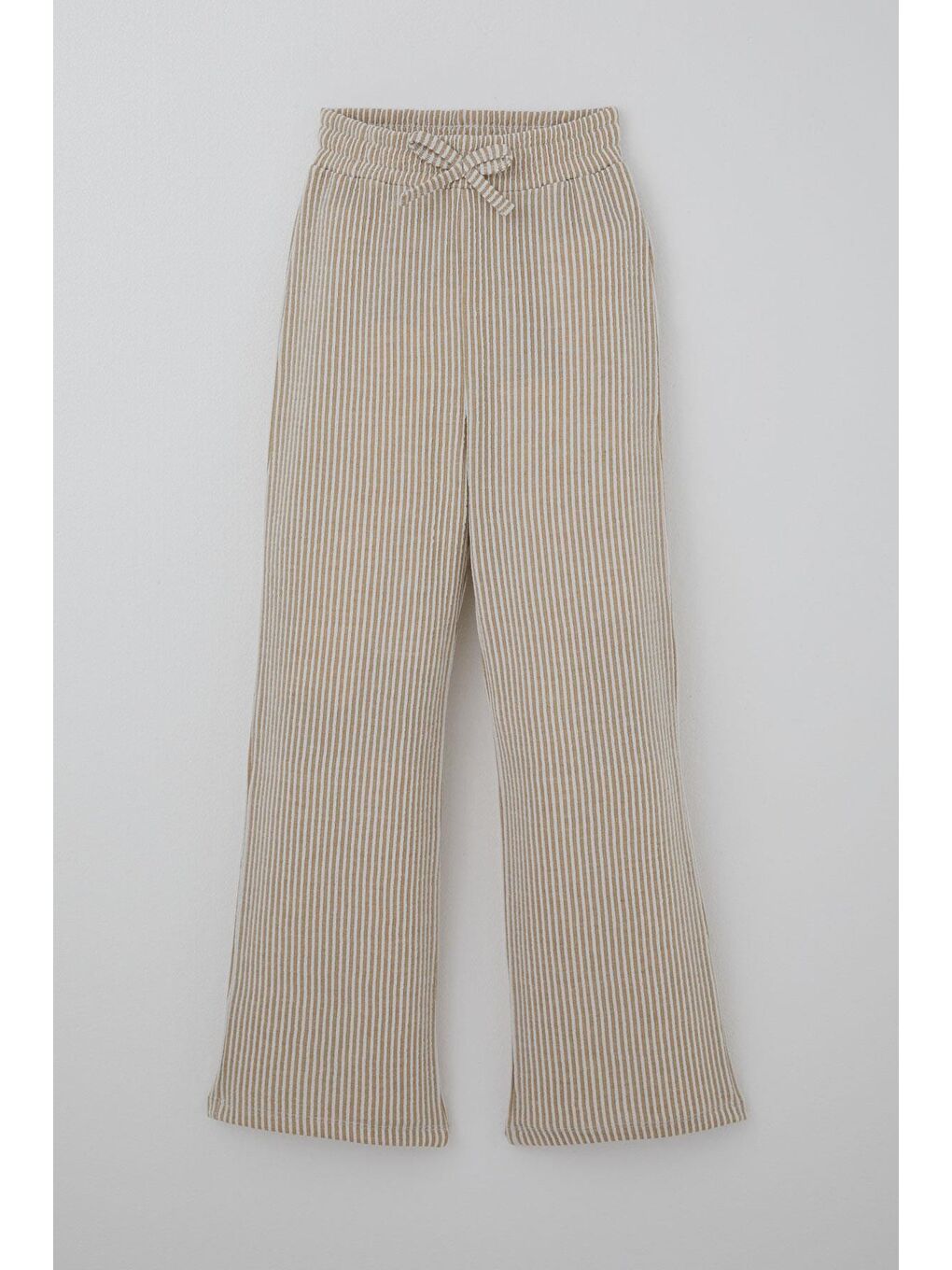 Kız Çocuk Pantolon Çizgili Fiyonk Bağcık Aksesuarlı Beli Lastik Detaylı Karışık Renk (4-8 Yaş)