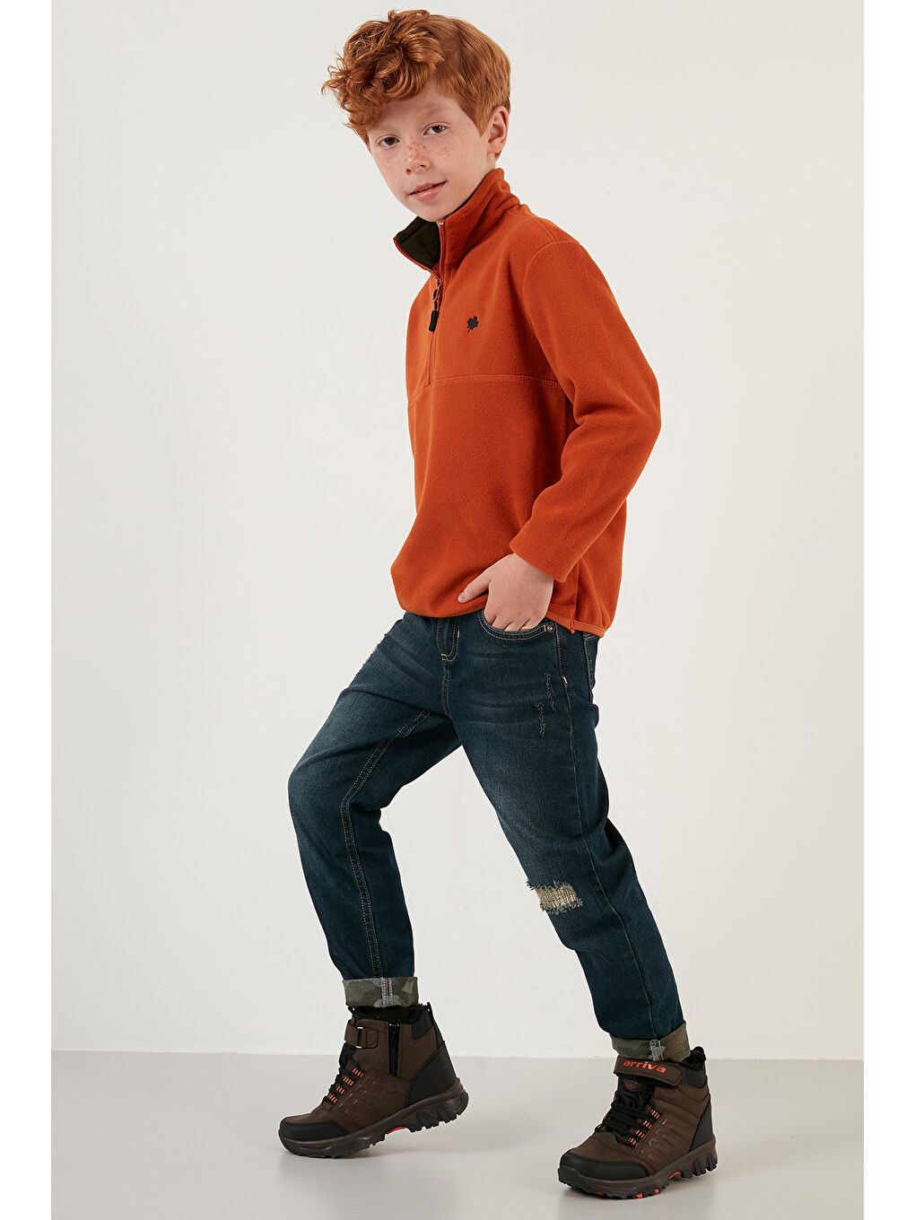 Turuncu Yumuşak Dokulu Fermuarlı Dik Yaka Şardonlu 2'li Paket Polar 5905002S2-3