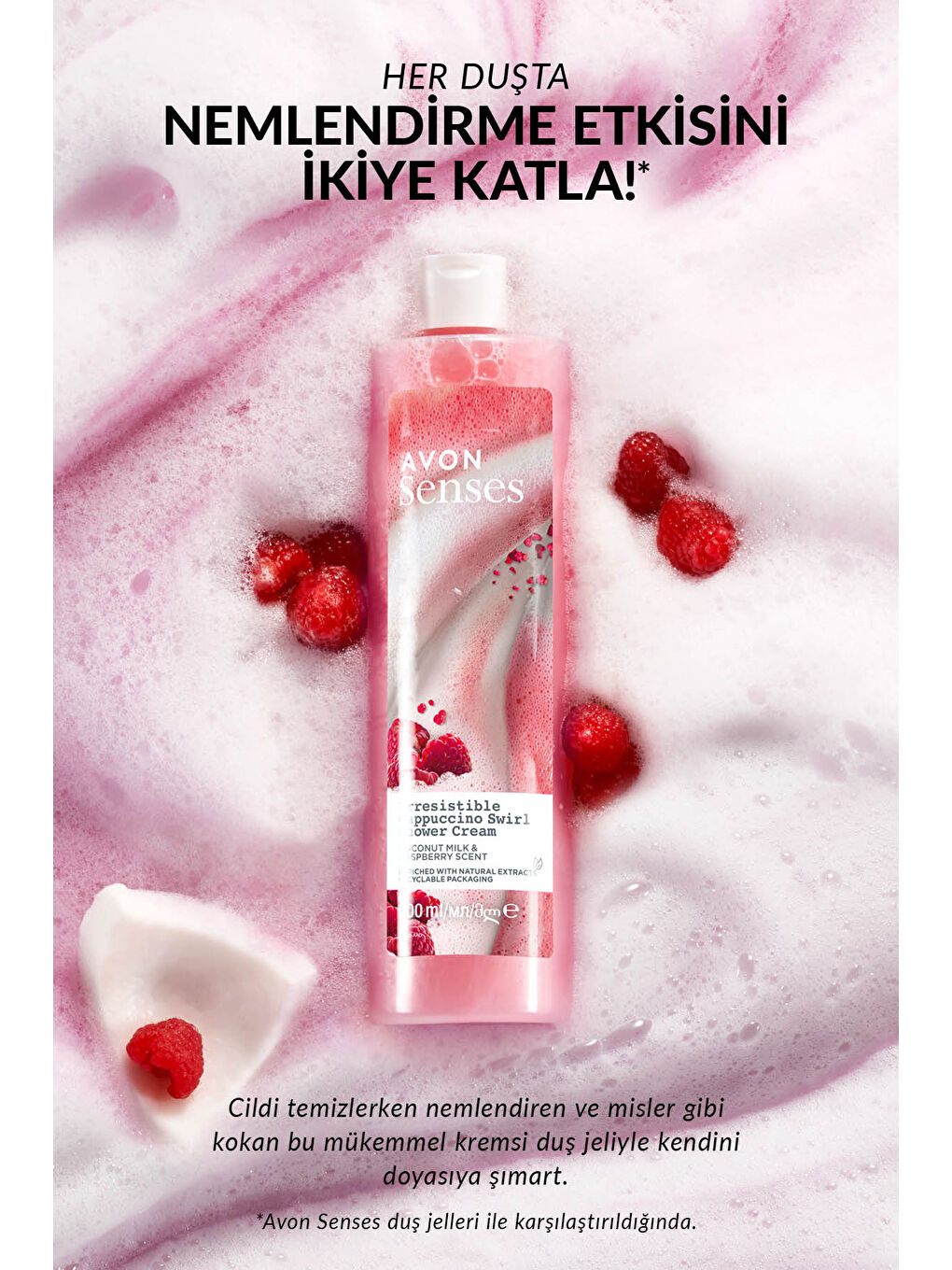 AVON Renksiz Senses Hindistan Cevisi Sütü ve Böğürtlen Kokulu Duş Kremi 500 Ml. Üçlü Set - 2