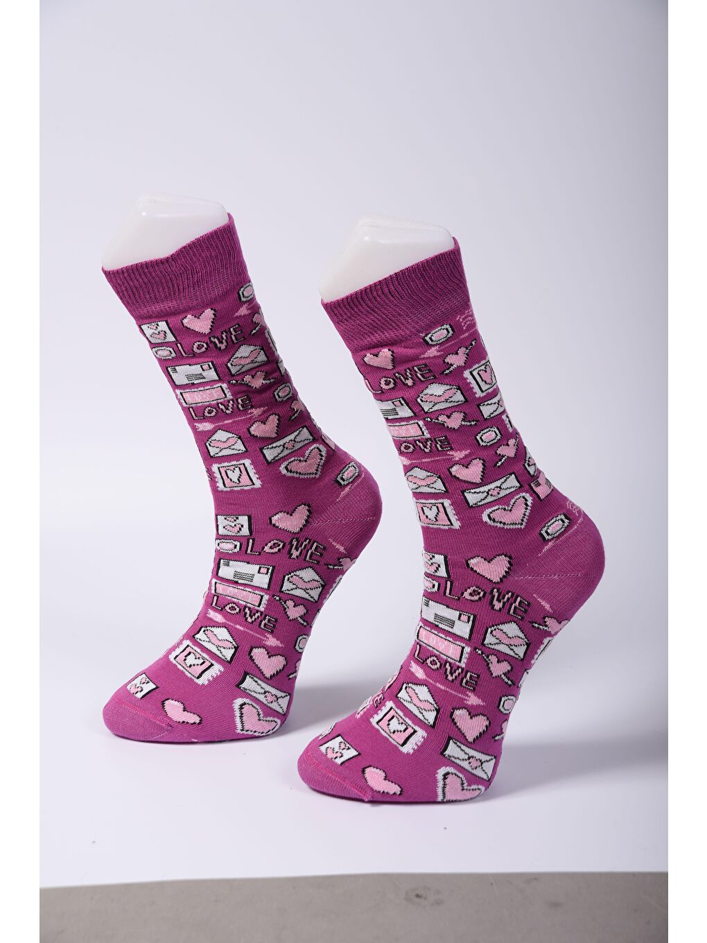 Karışık 6 Çift Organik Pamuklu Dikişsiz Kadın Çok Renkli Desenli Çorap-1