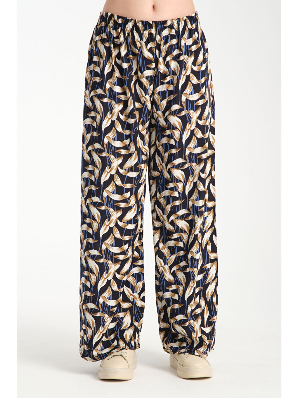 Mavi Kadın Desenli Dökümlü Viskon Pantolon 1069