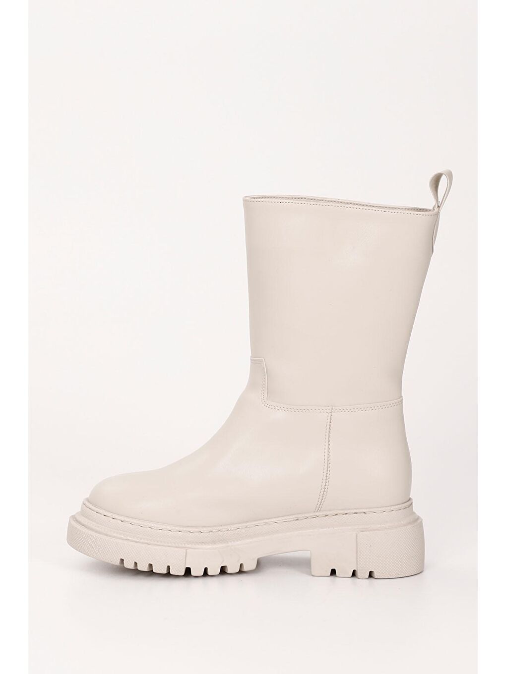 Bej NUDE  Yuvarlak Burun Topuklu Kadın Günlük Bot 37530-5