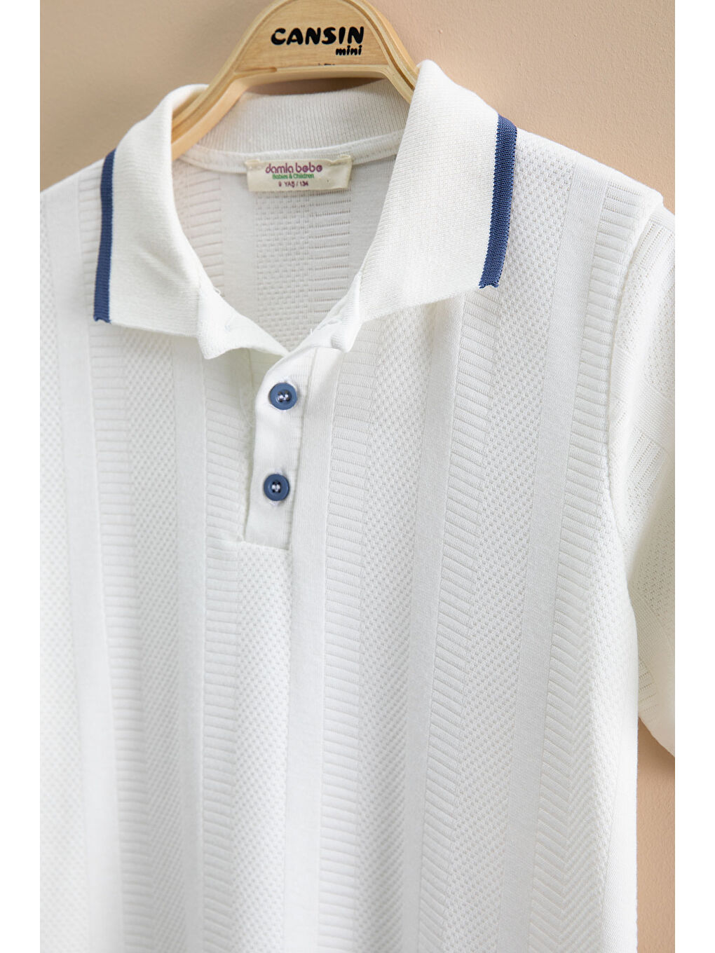 İndigo Çizgi Desenli Polo Yaka Düğmeli Erkek Çocuk Şortlu 2li Takım 21116-1