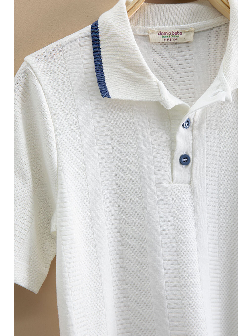 İndigo Çizgi Desenli Polo Yaka Düğmeli Erkek Çocuk Şortlu 2li Takım 21116-2