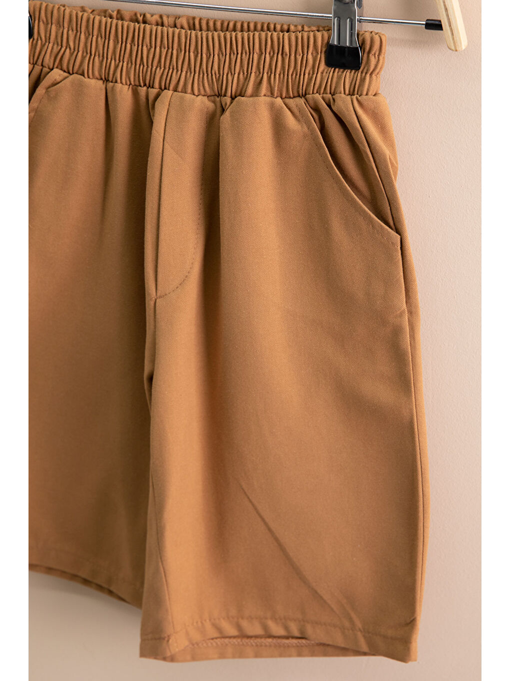 Kahverengi Kahve Çizgi Desenli Polo Yaka Düğmeli Erkek Çocuk Şortlu 2li Takım 21115-3