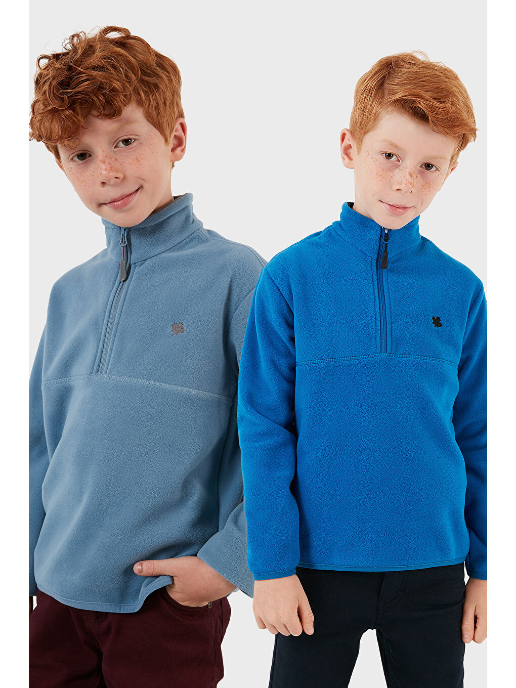 Mavi Yumuşak Dokulu Fermuarlı Dik Yaka Şardonlu 2'li Paket Polar 5905002S2