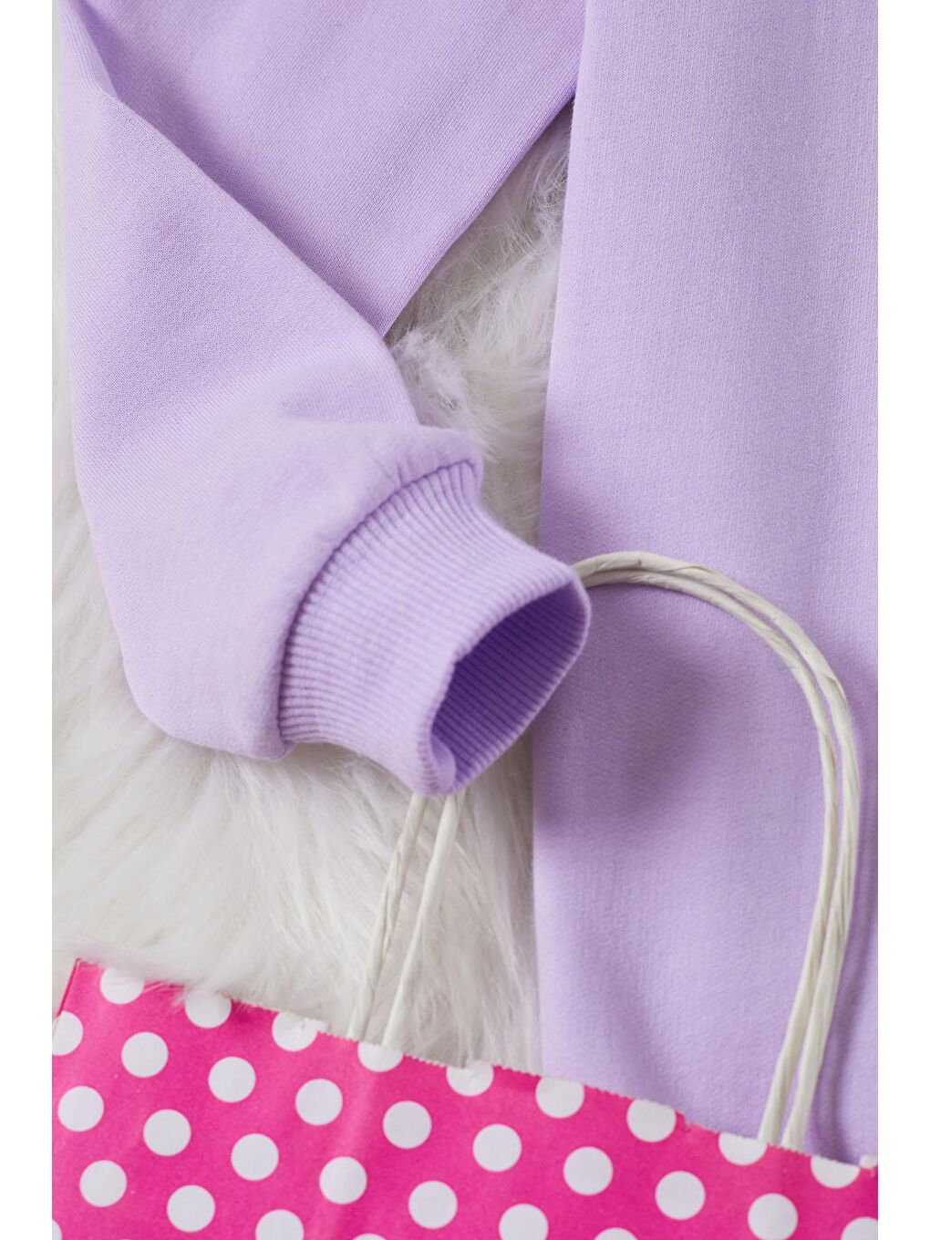 Lila Gülen Yüz Baskılı Kız Çocuk Bisiklet Yaka Sweatshirt 17284-4