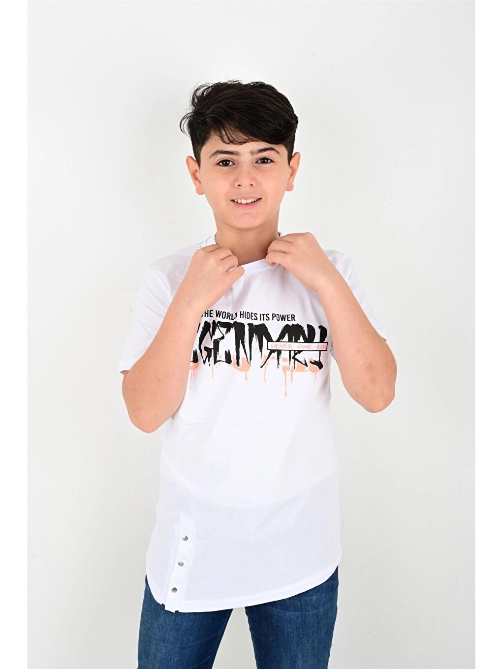 Beyaz Legandary Baskılı Tişört 6829