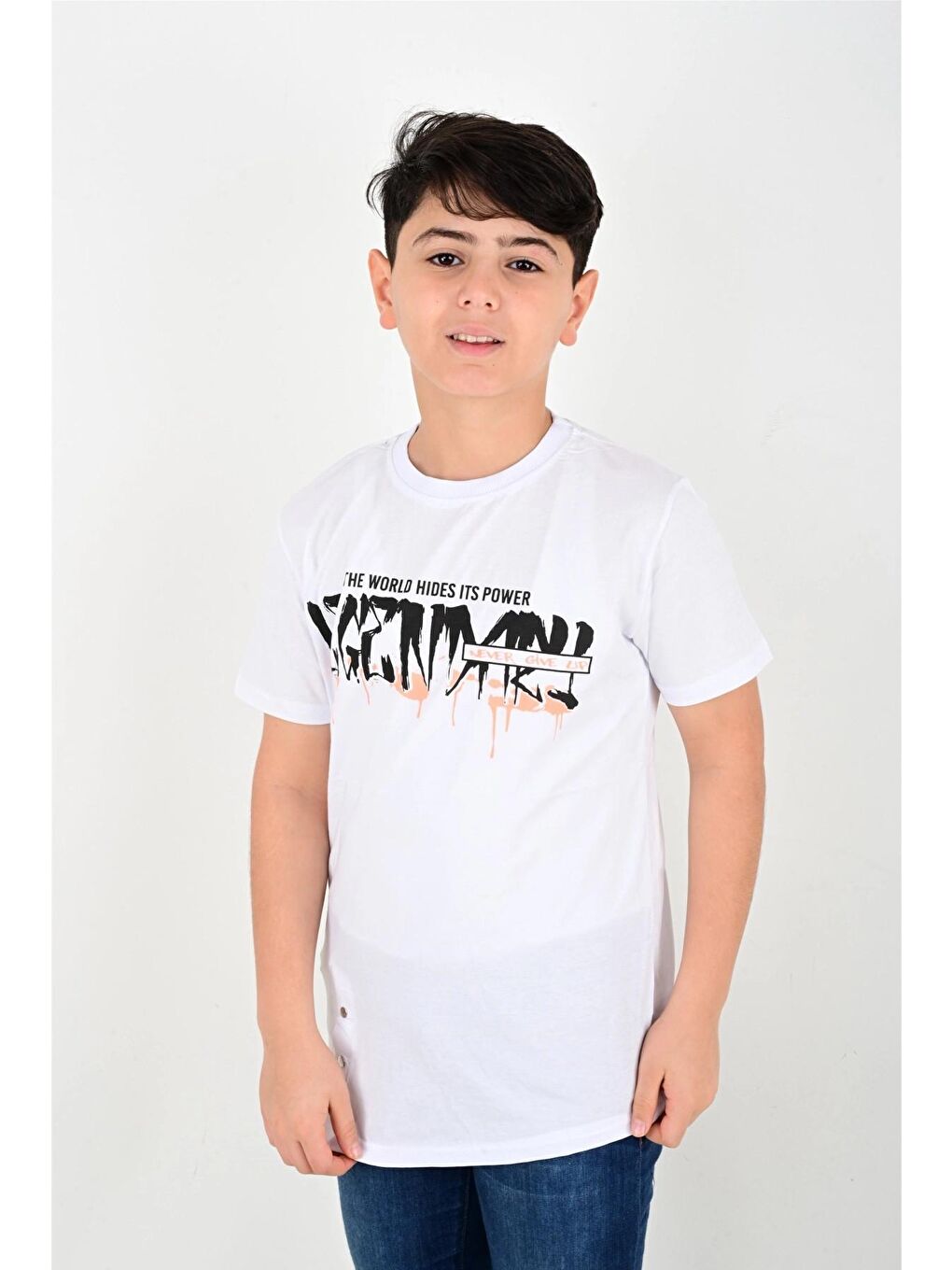 Beyaz Legandary Baskılı Tişört 6829-1