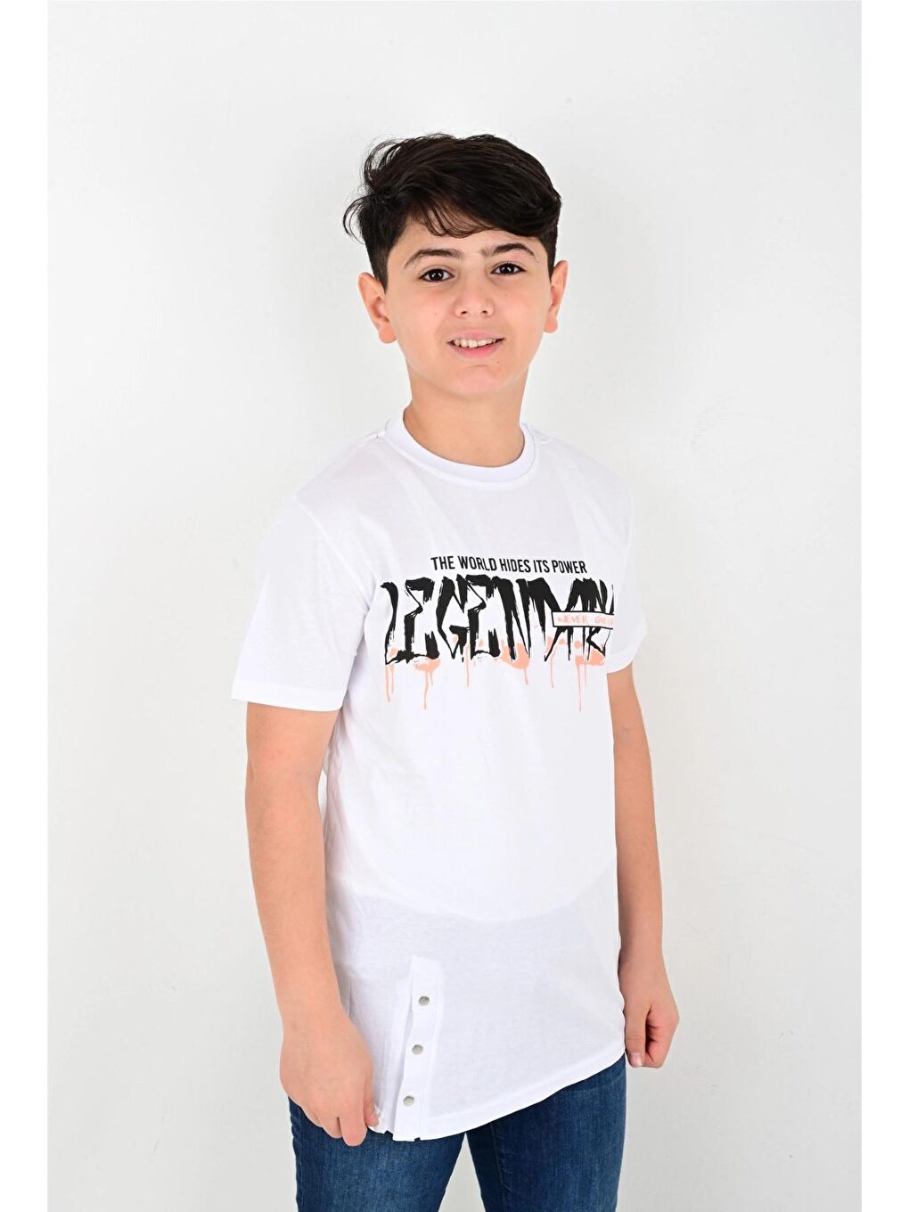 Beyaz Legandary Baskılı Tişört 6829-2