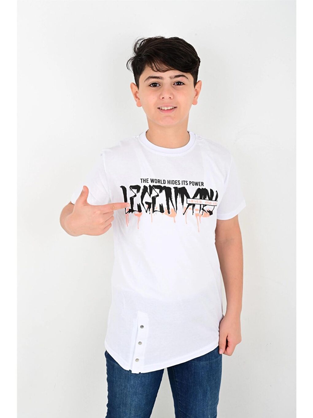 Beyaz Legandary Baskılı Tişört 6829-3