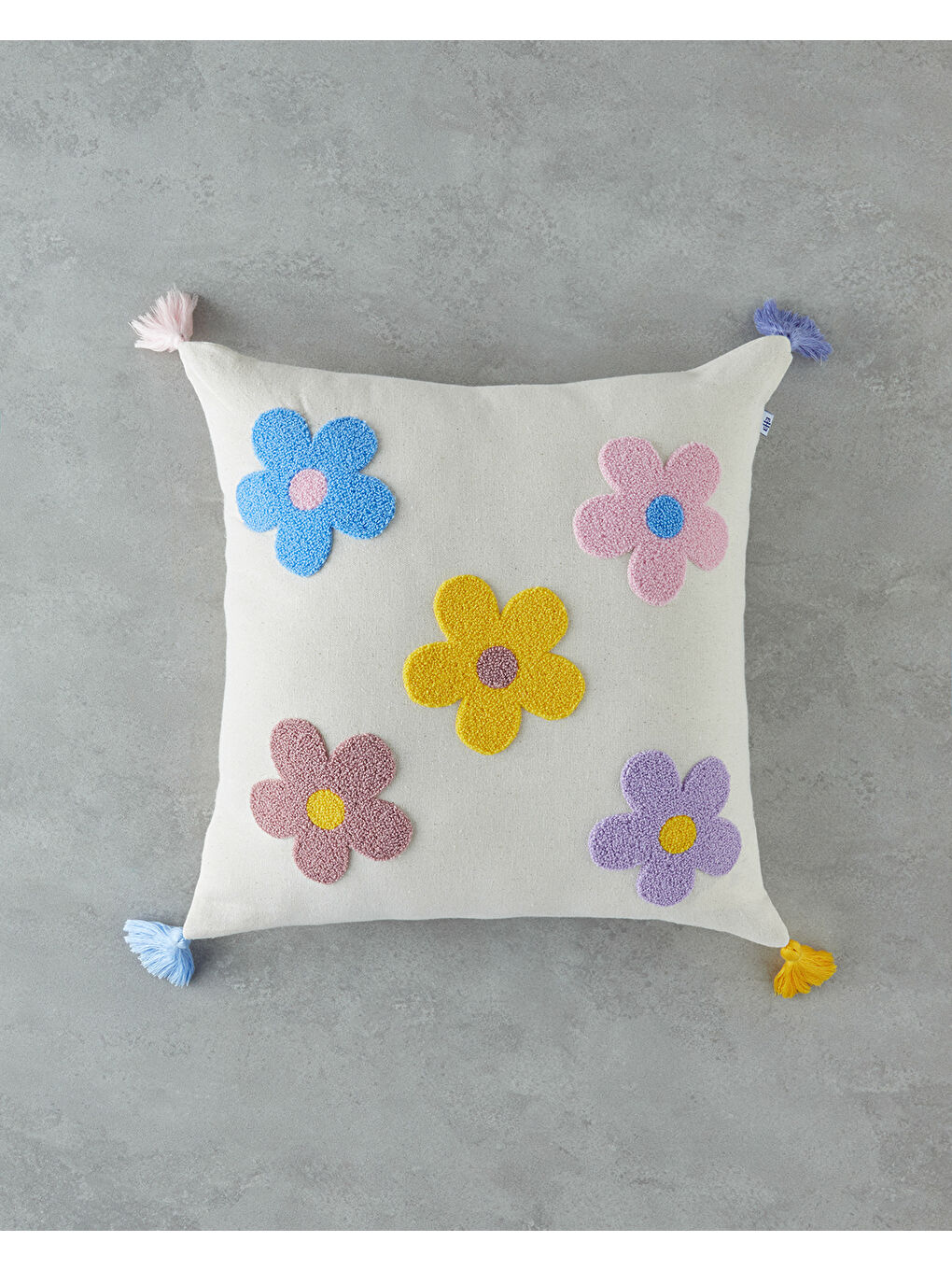 Sweet Flowers Bebe Dekoratif Kırlent 45x45 cm Ekru