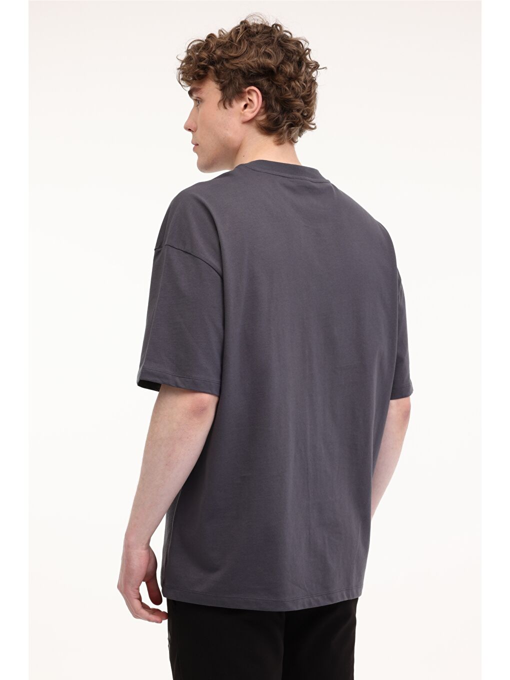 Gri M-PERLA TEE 5FX Antrasit Erkek Kısa Kol T-Shirt-1