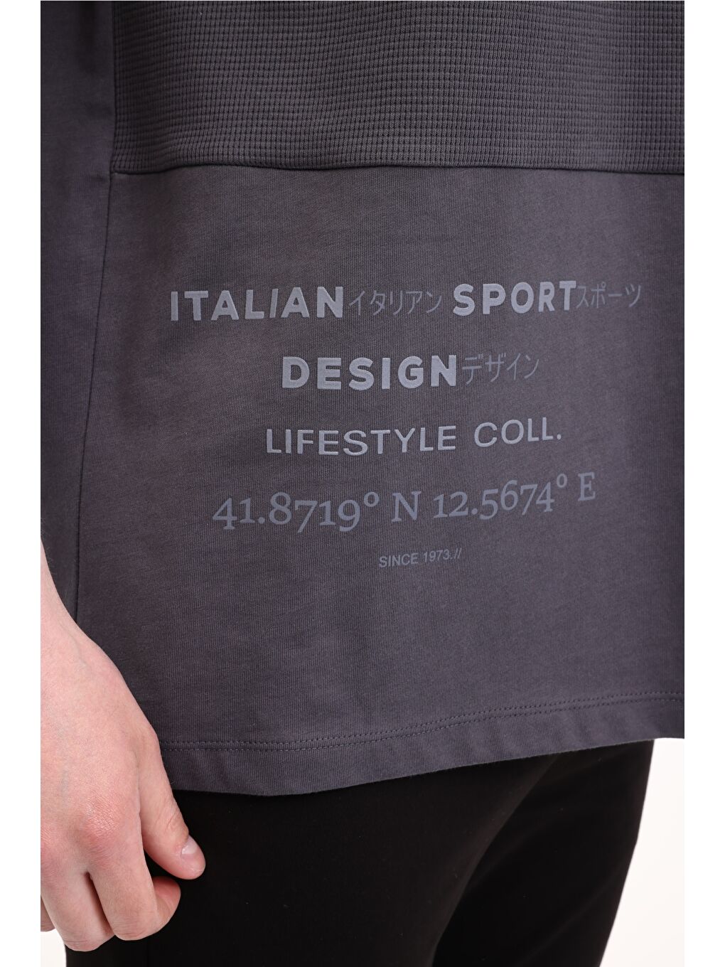 Gri M-PERLA TEE 5FX Antrasit Erkek Kısa Kol T-Shirt-4