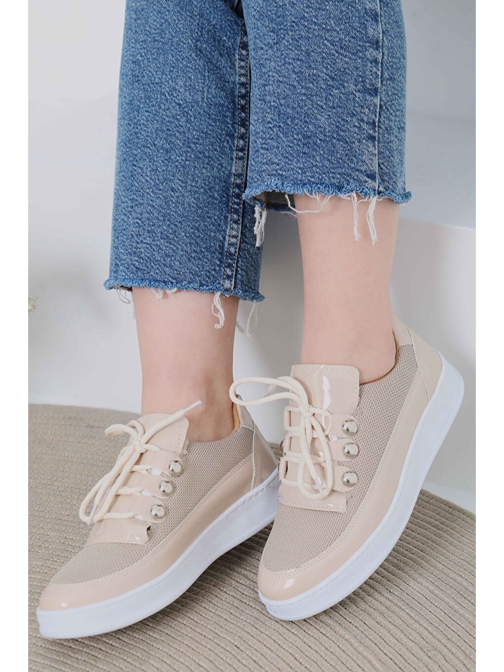 Kadın Bej Rugan Spor Ayakkabı - 27068