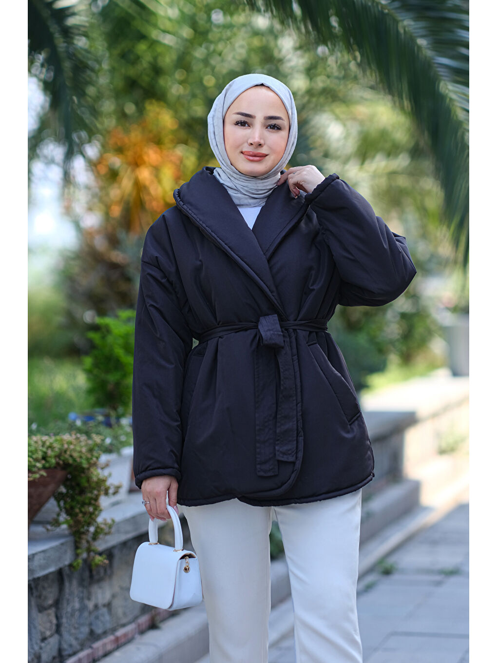 Locco Moda Kuşaklı Şişme Mont Siyah - 2