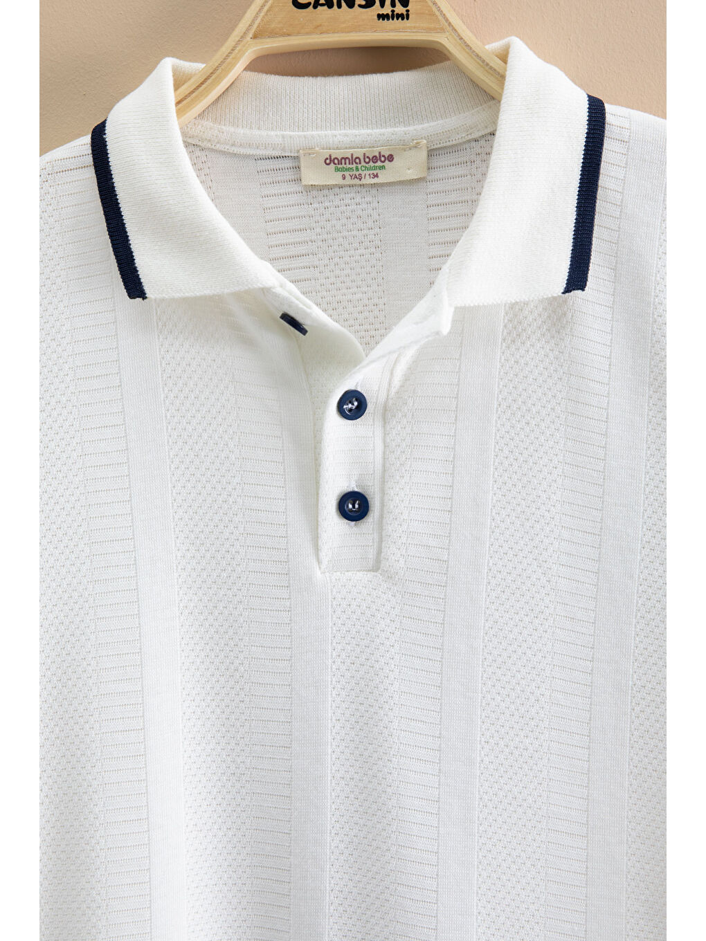 Lacivert Çizgi Desenli Polo Yaka Düğmeli Erkek Çocuk Şortlu 2li Takım 21117-1