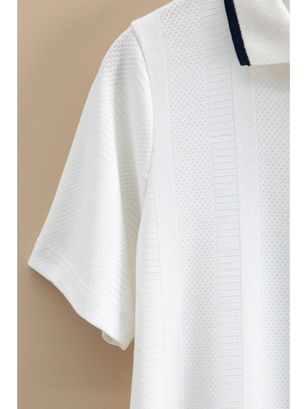 Lacivert Çizgi Desenli Polo Yaka Düğmeli Erkek Çocuk Şortlu 2li Takım 21117-2