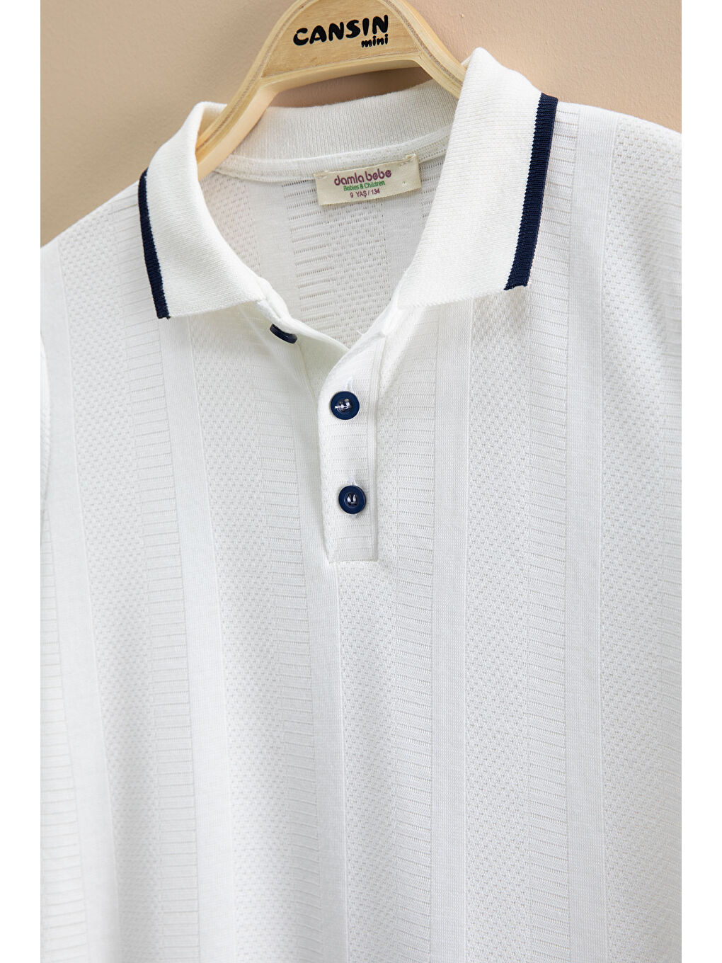 Lacivert Çizgi Desenli Polo Yaka Düğmeli Erkek Çocuk Şortlu 2li Takım 21117-3