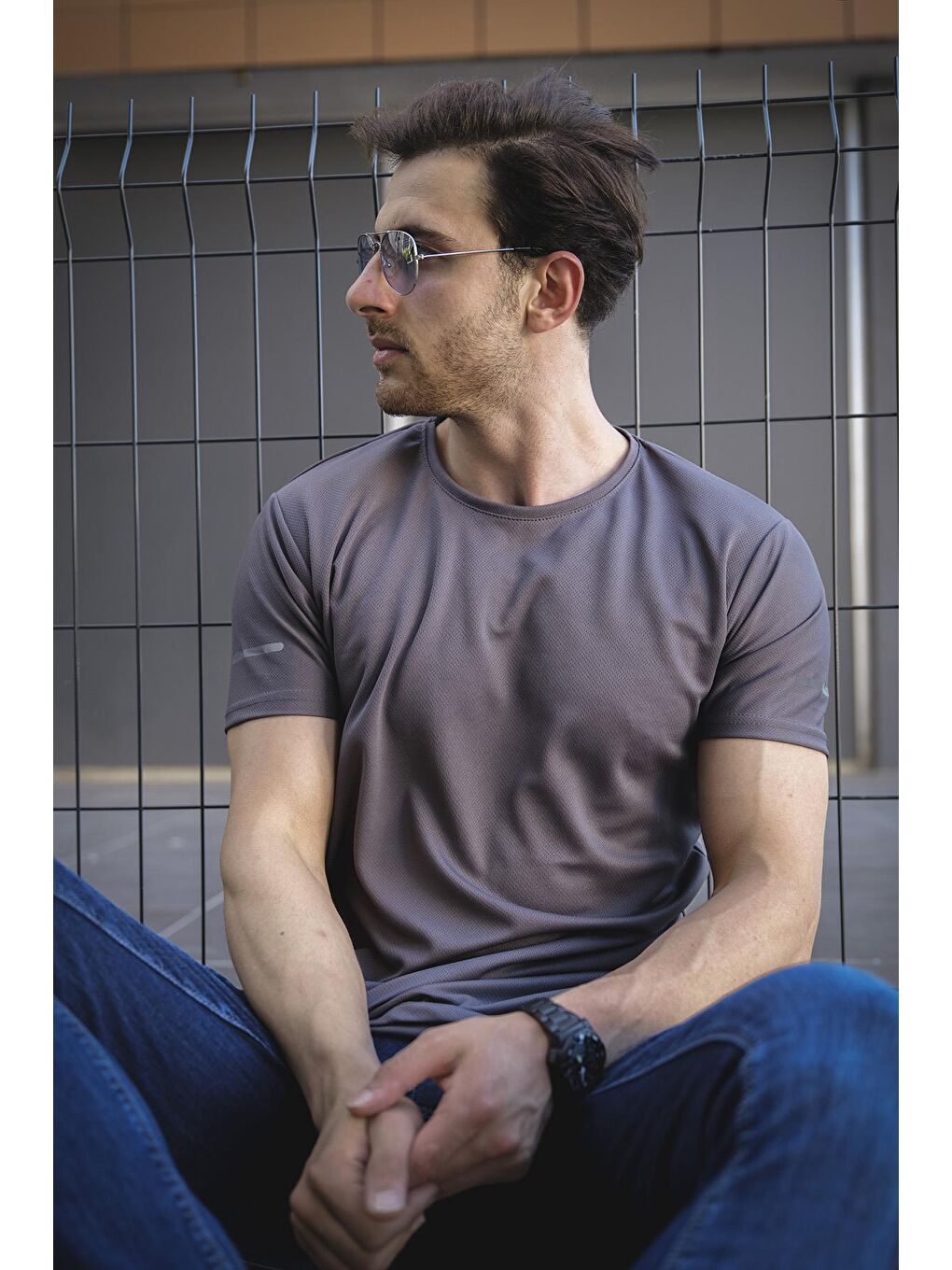 Oksit Gri Cappi Mikro Polyester Slim Fit Performans Antrenman Sporcu Erkek Tshirt - 2