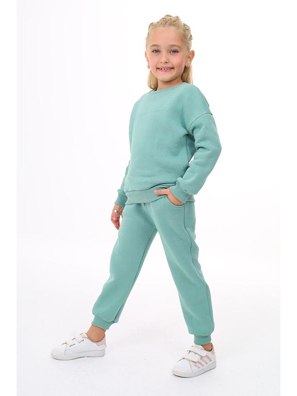 Yeşil Kız Çocuk Sweatshirt ve Pantolon Takımı – Mint Basic 5-14 Yaş 10797