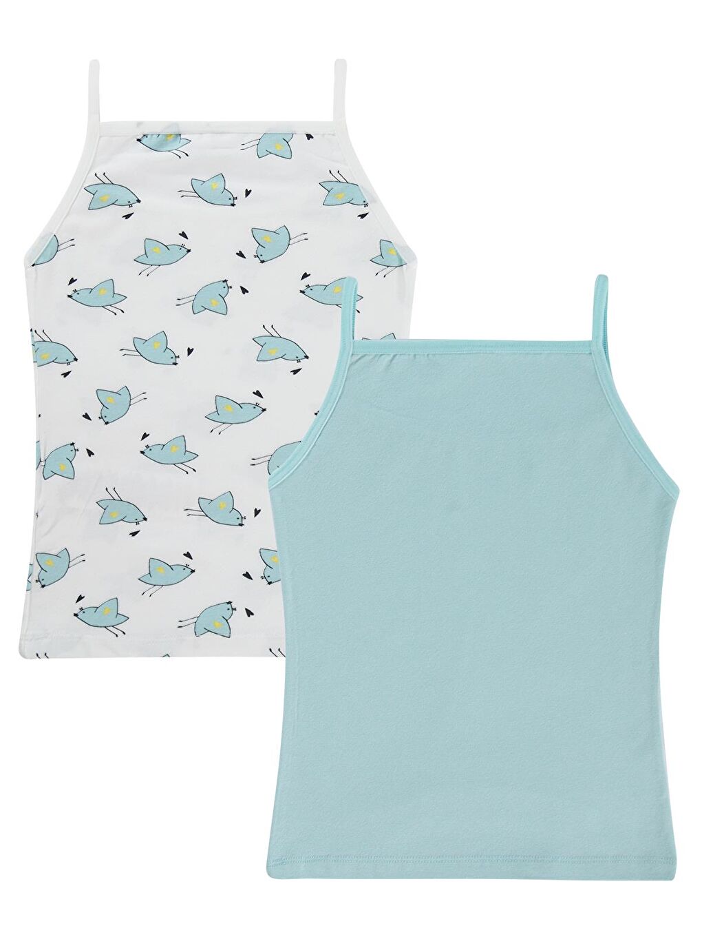 Beyaz Girls Cute Bird 2-12 Yaş Kız Çocuk 2'li Atlet - Standart-1