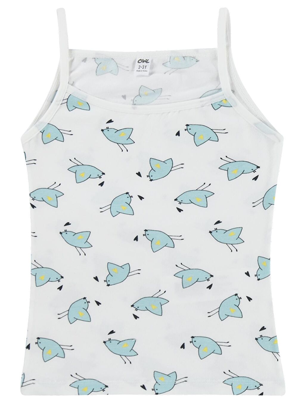 Beyaz Girls Cute Bird 2-12 Yaş Kız Çocuk 2'li Atlet - Standart-2