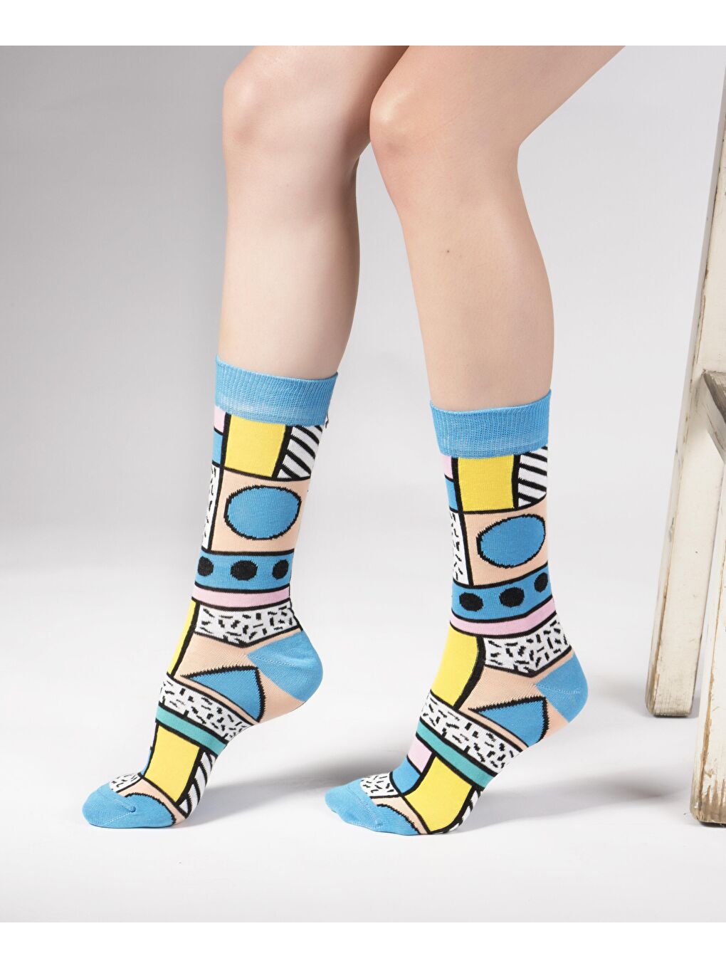 Karışık 6 Çift Organik Pamuklu Dikişsiz Kadın Çok Renkli Desenli Çorap-2