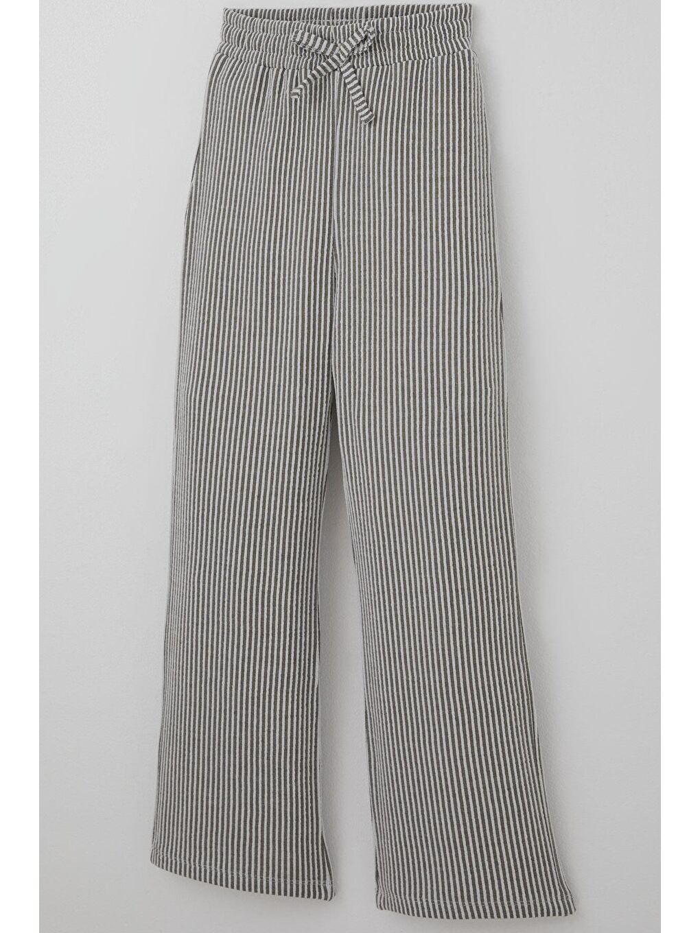 Kız Çocuk Pantolon Çizgili Fiyonk Bağcık Aksesuarlı Beli Lastik Detaylı Karışık Renk (4-8 Yaş)-2